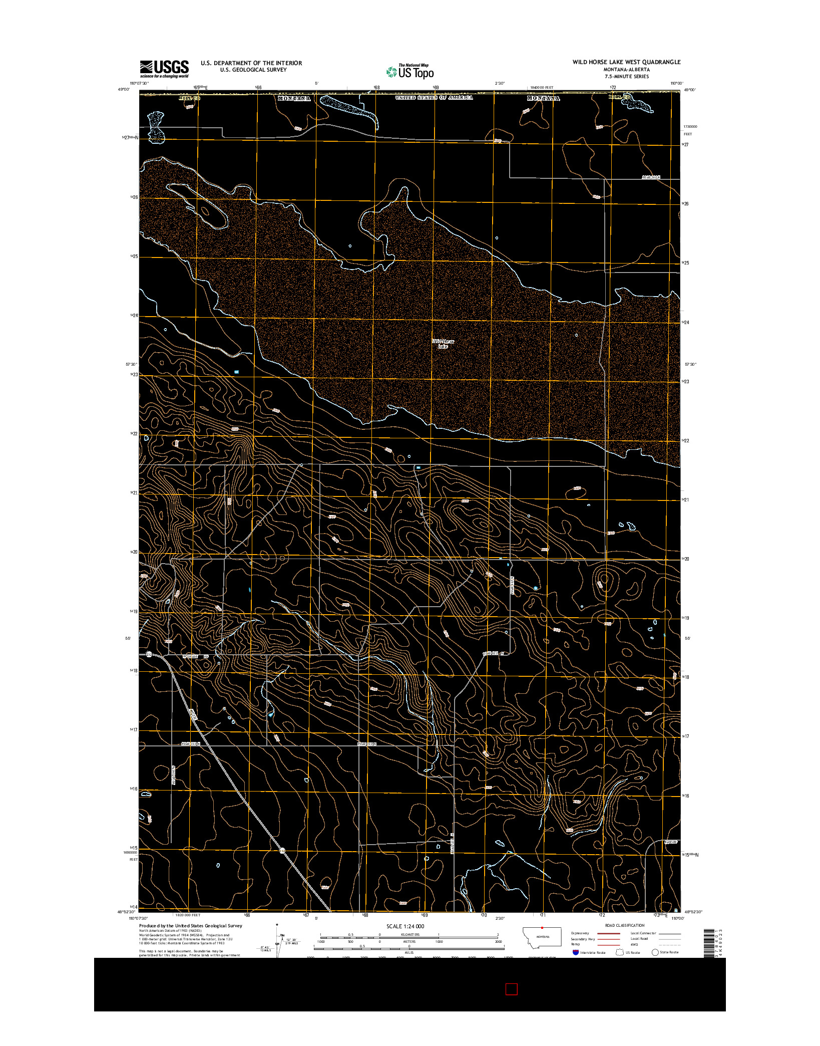 USGS US TOPO 7.5-MINUTE MAP FOR WILD HORSE LAKE WEST, MT-AB 2014