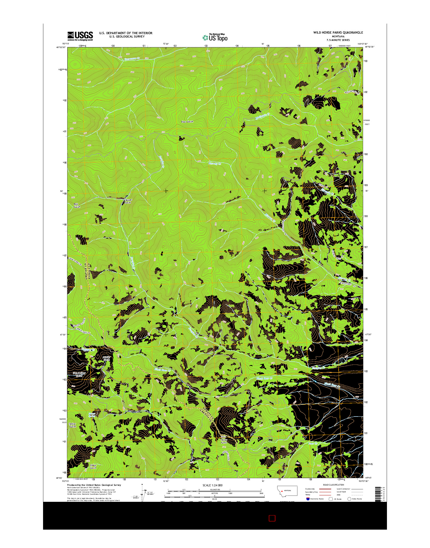 USGS US TOPO 7.5-MINUTE MAP FOR WILD HORSE PARKS, MT 2014