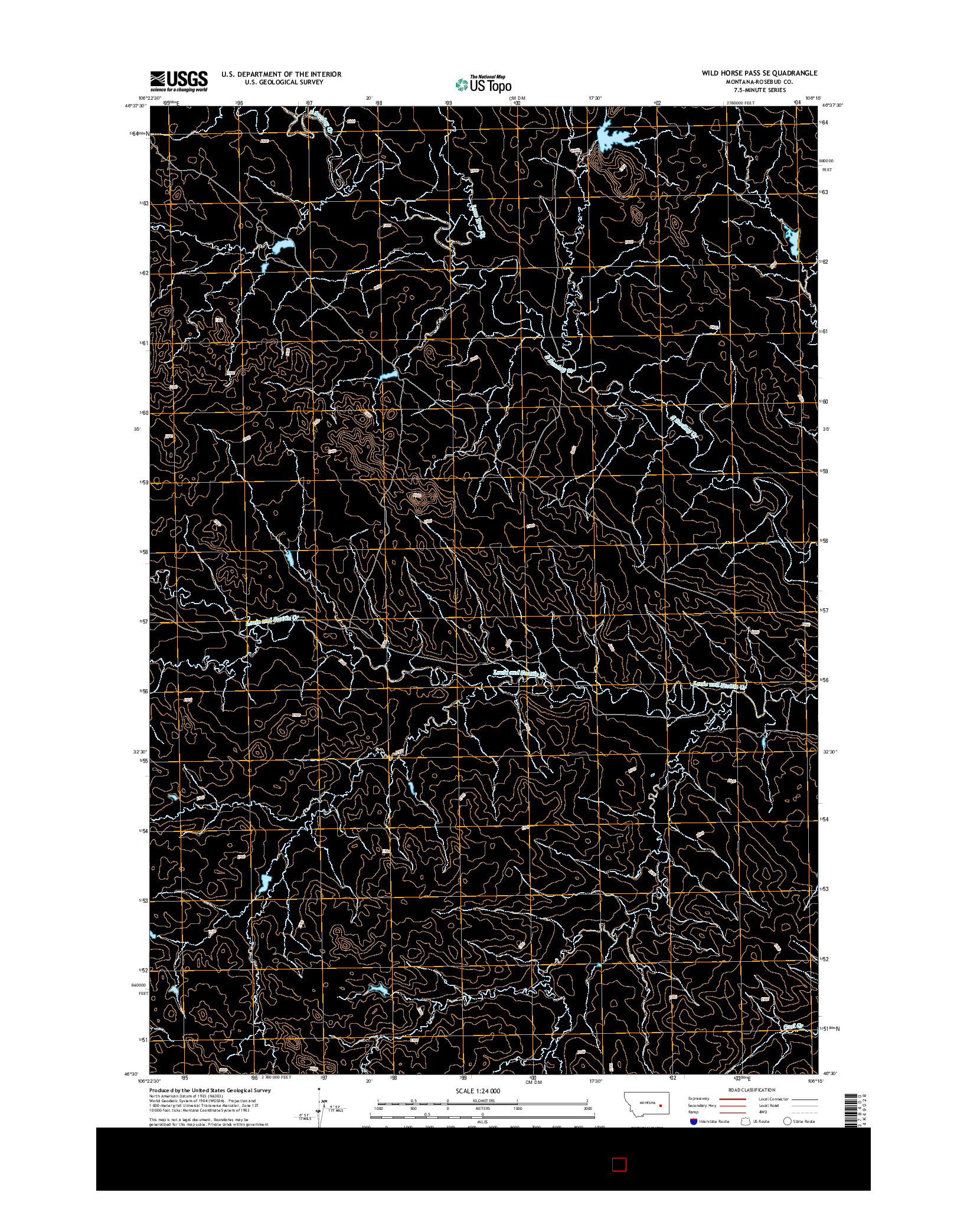 USGS US TOPO 7.5-MINUTE MAP FOR WILD HORSE PASS SE, MT 2014