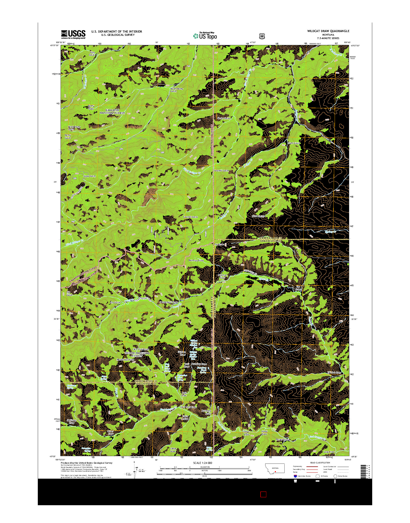 USGS US TOPO 7.5-MINUTE MAP FOR WILDCAT DRAW, MT 2014