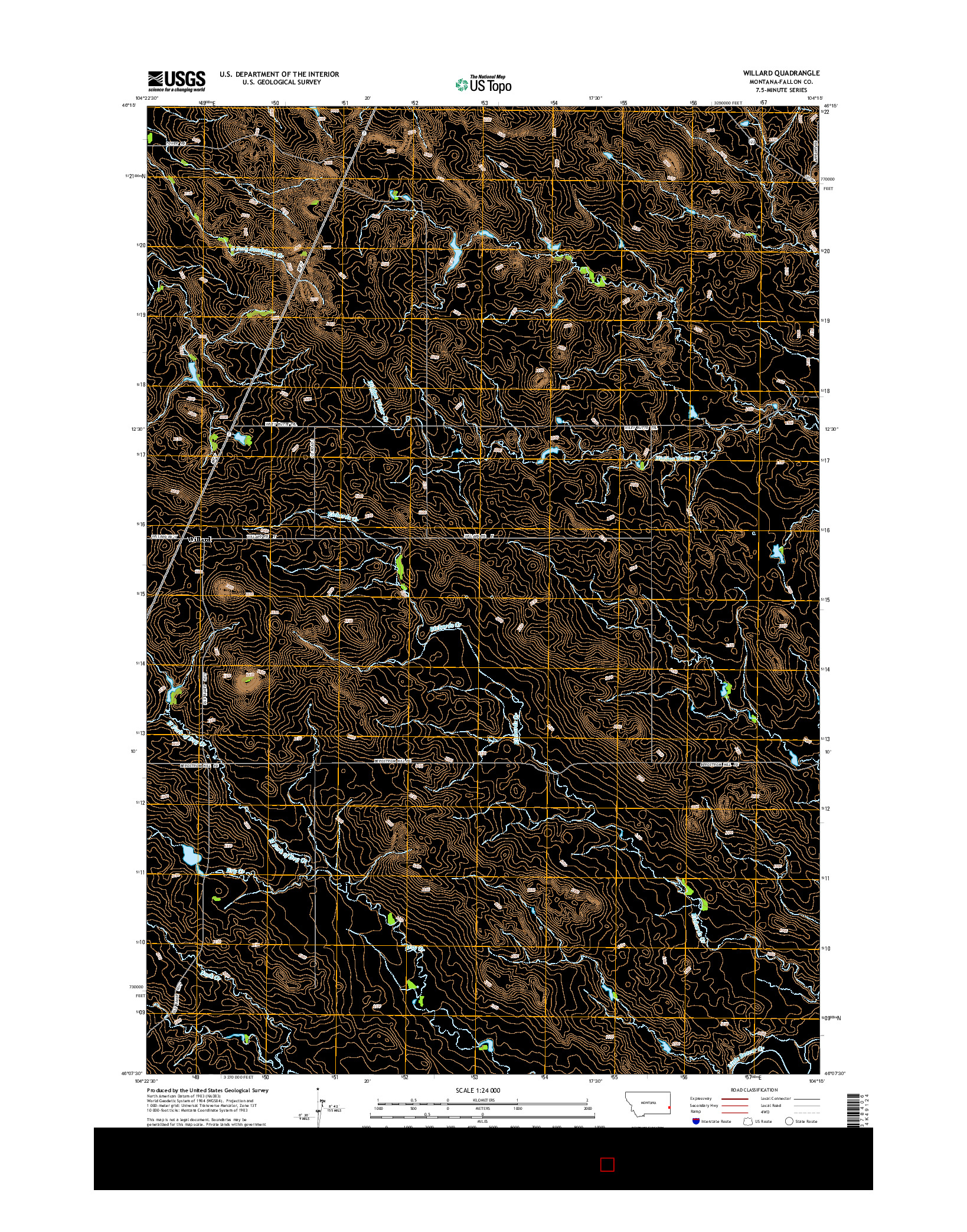 USGS US TOPO 7.5-MINUTE MAP FOR WILLARD, MT 2014