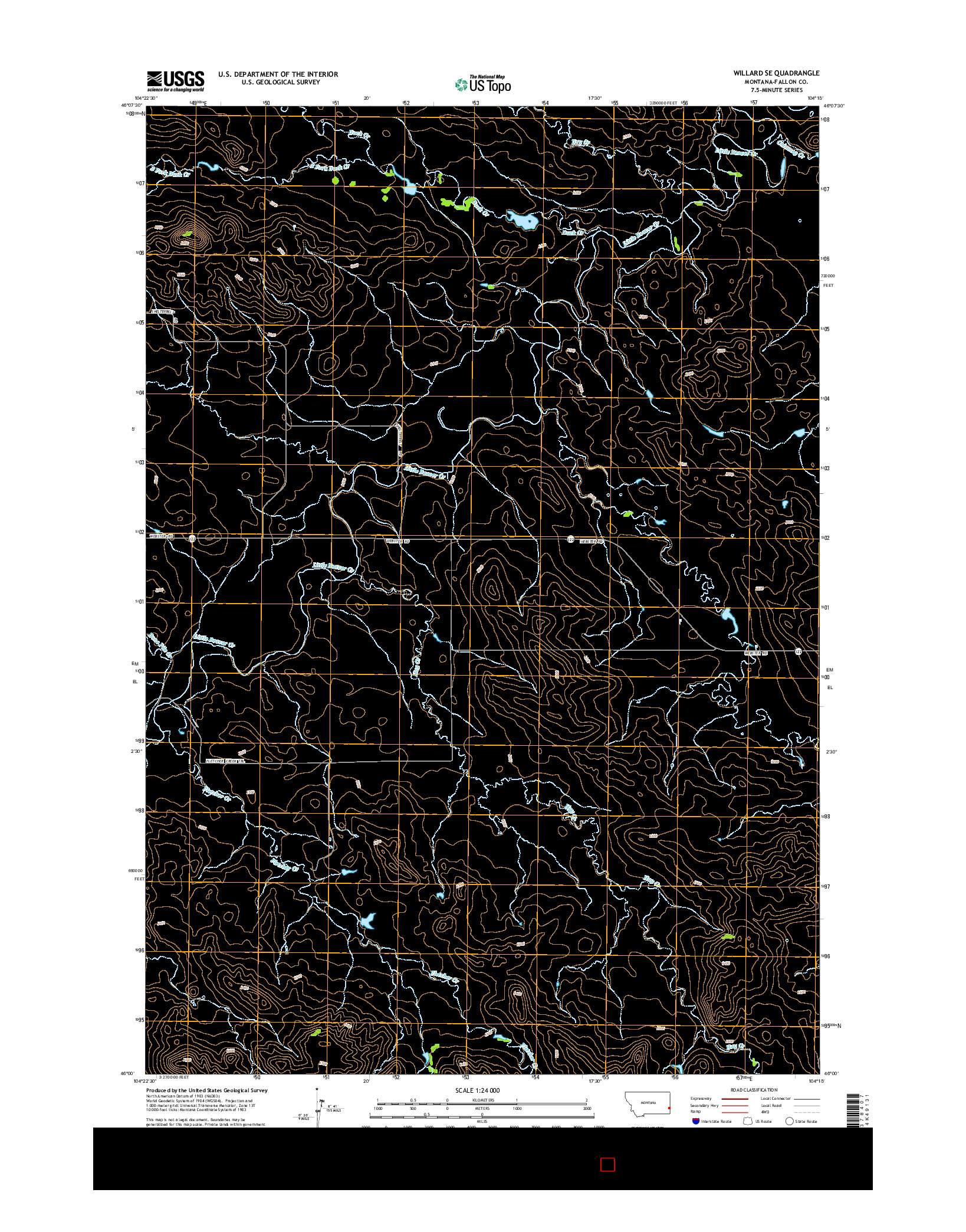 USGS US TOPO 7.5-MINUTE MAP FOR WILLARD SE, MT 2014