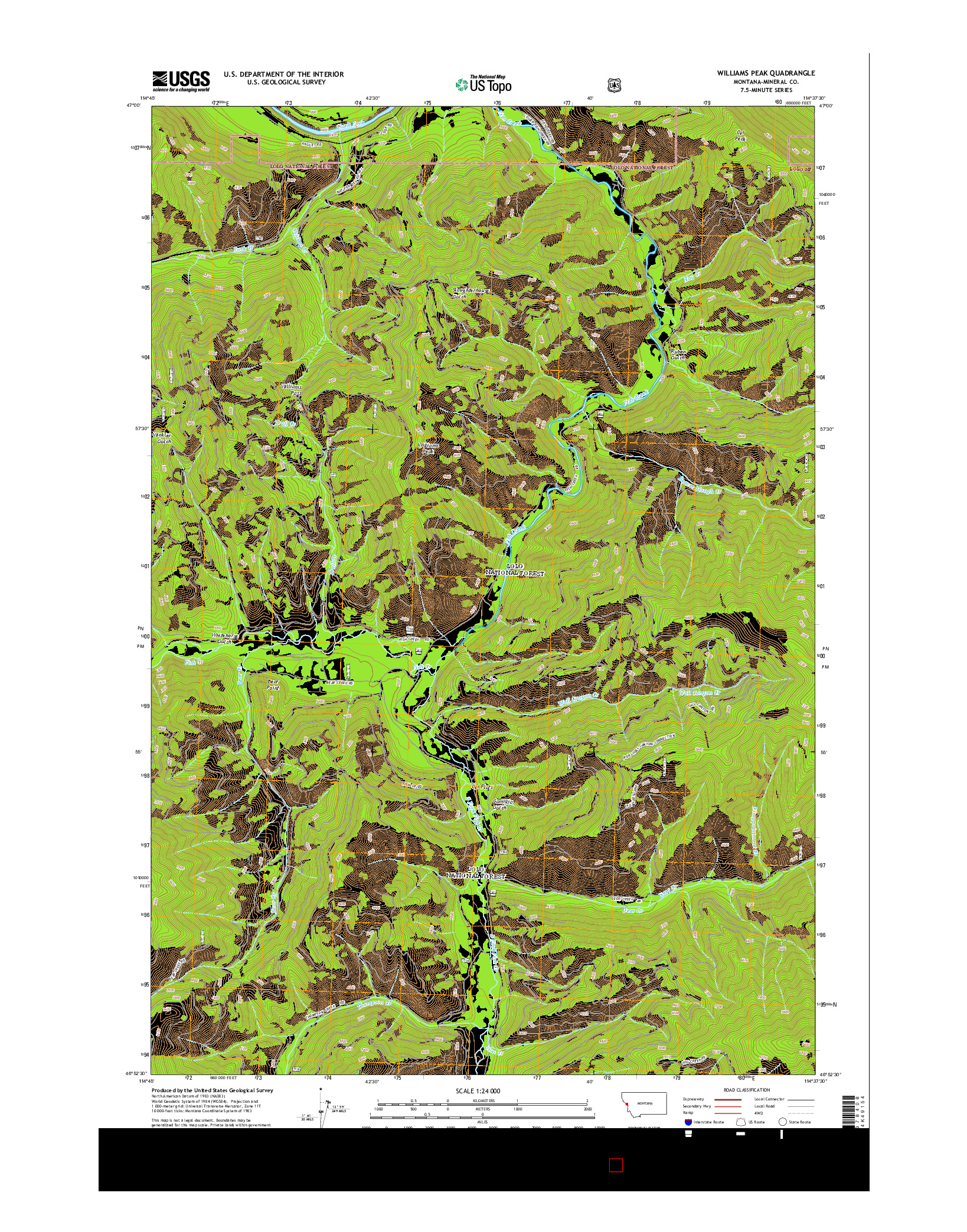 USGS US TOPO 7.5-MINUTE MAP FOR WILLIAMS PEAK, MT 2014