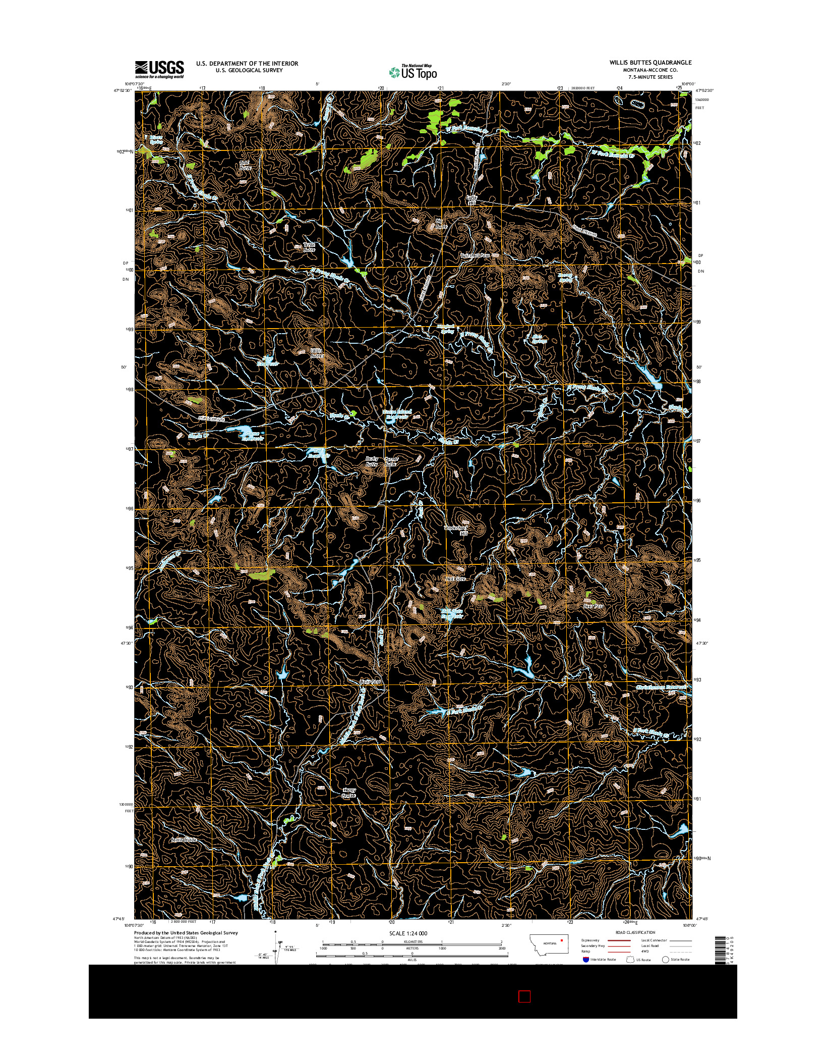 USGS US TOPO 7.5-MINUTE MAP FOR WILLIS BUTTES, MT 2014