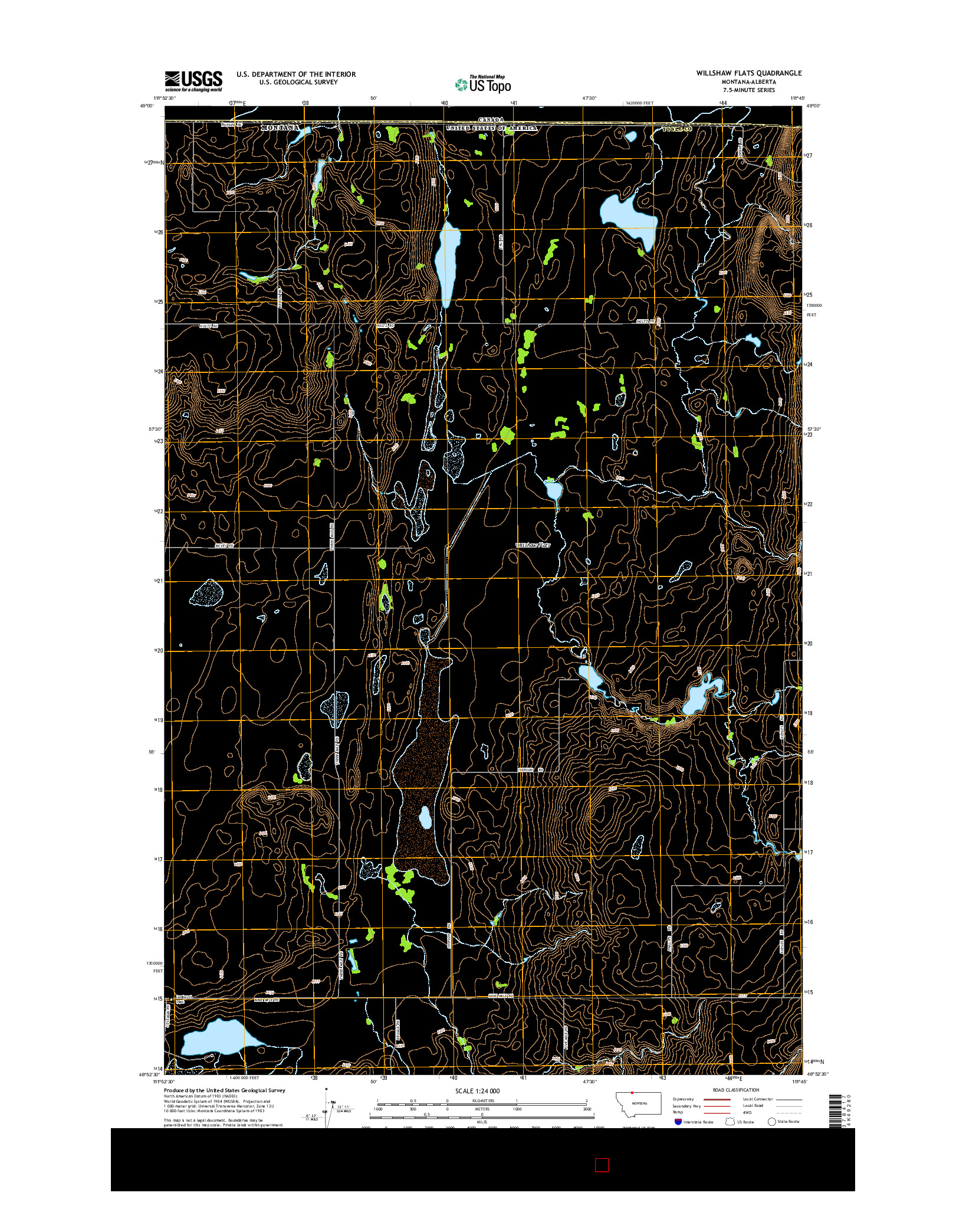 USGS US TOPO 7.5-MINUTE MAP FOR WILLSHAW FLATS, MT-AB 2014