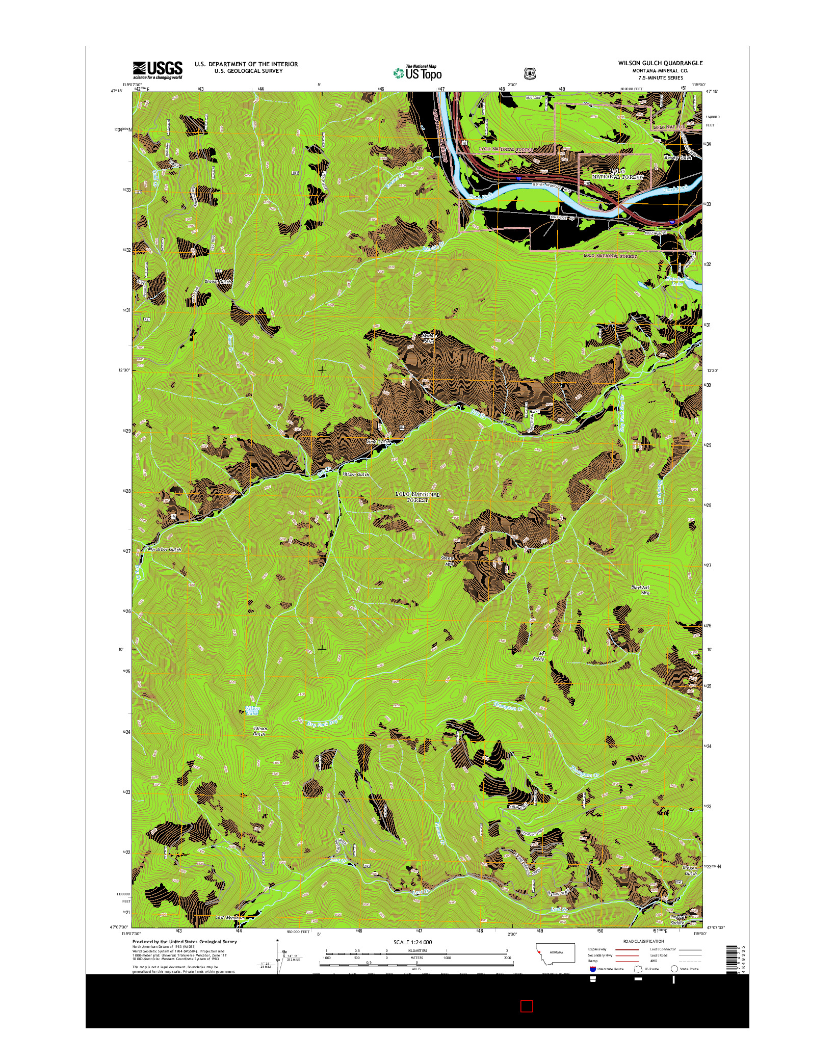 USGS US TOPO 7.5-MINUTE MAP FOR WILSON GULCH, MT 2014