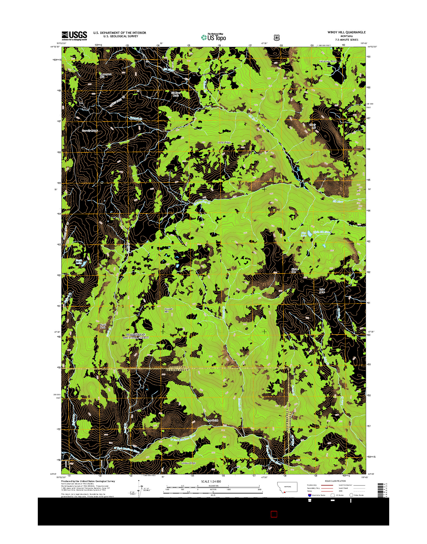 USGS US TOPO 7.5-MINUTE MAP FOR WINDY HILL, MT 2014