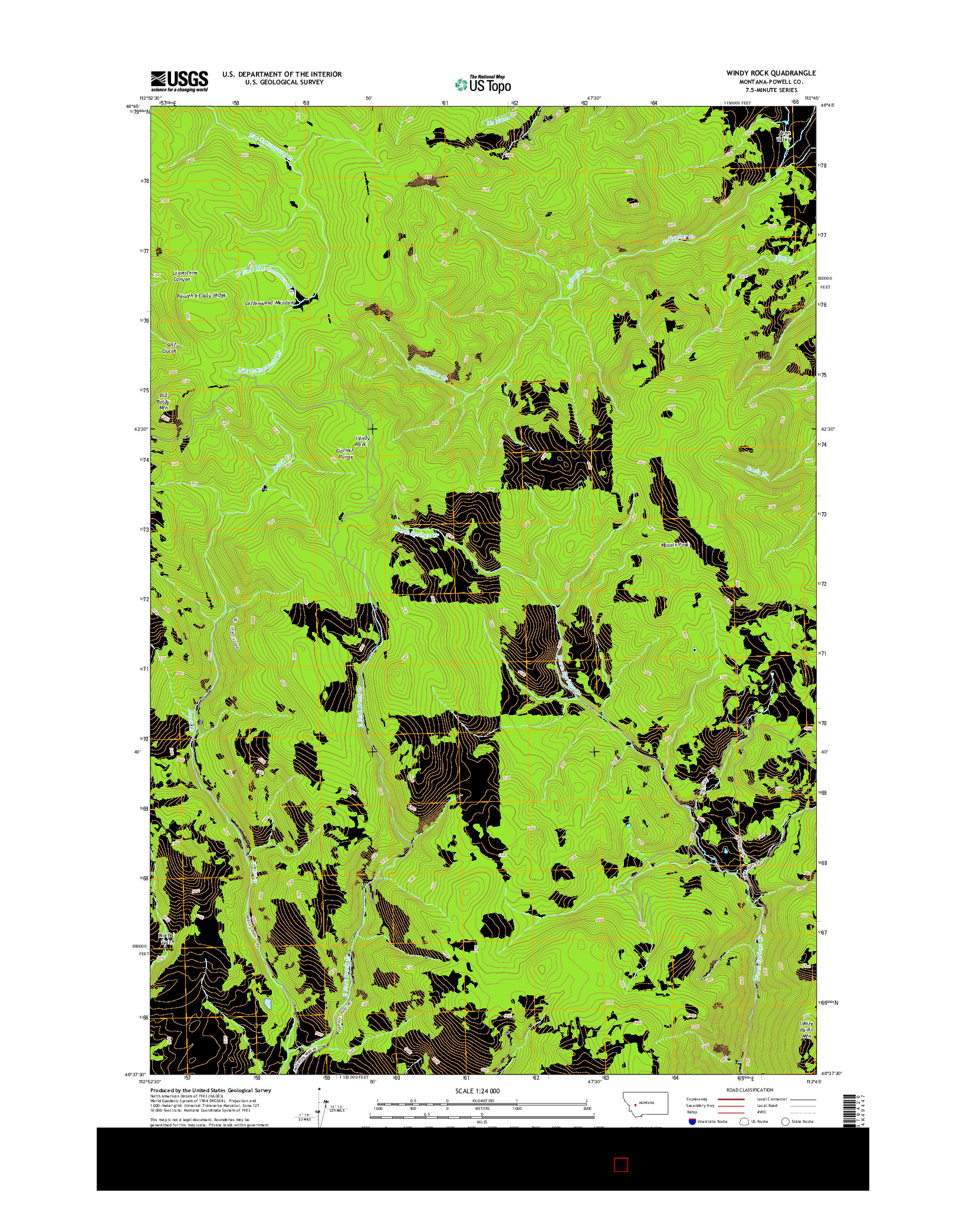 USGS US TOPO 7.5-MINUTE MAP FOR WINDY ROCK, MT 2014