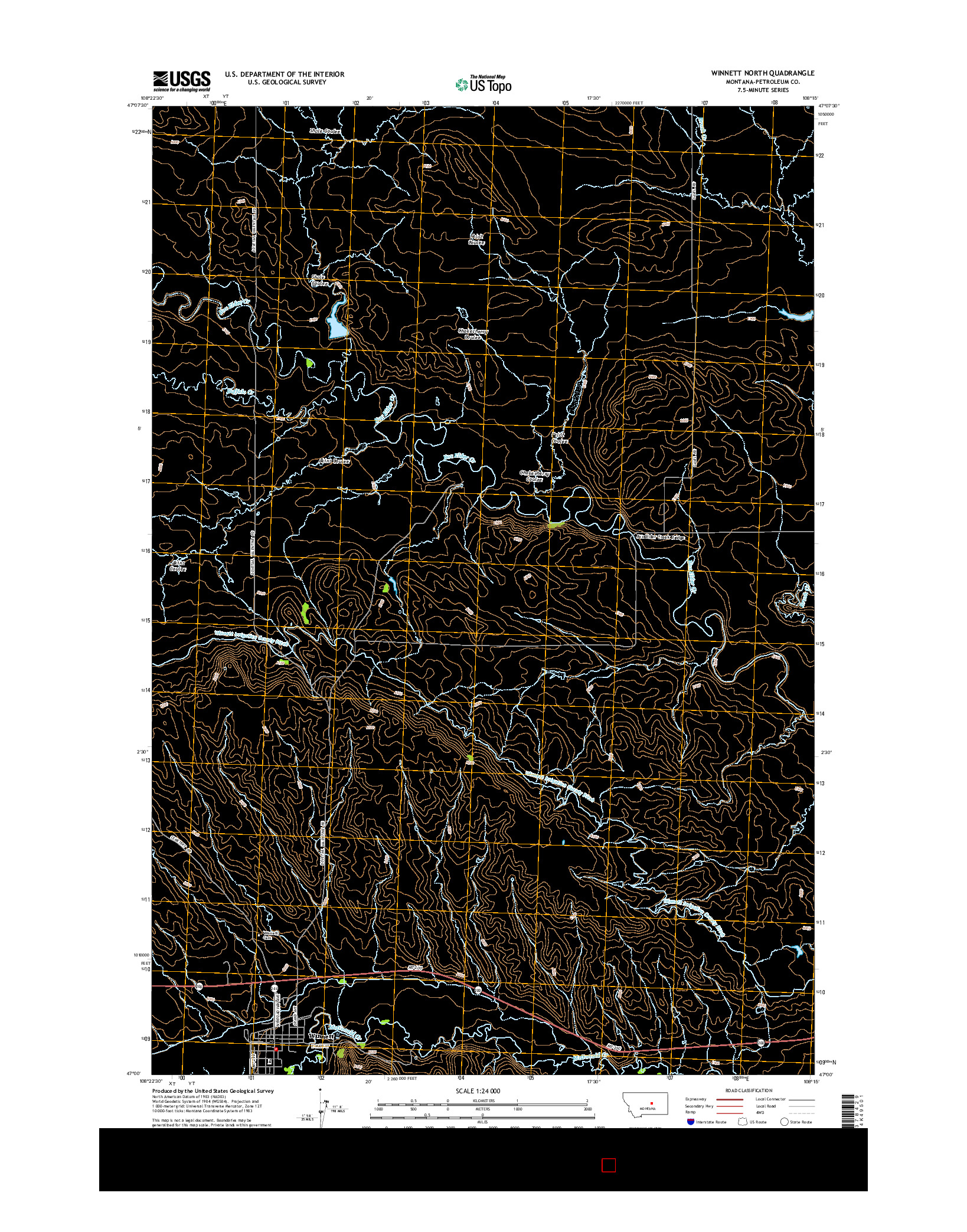 USGS US TOPO 7.5-MINUTE MAP FOR WINNETT NORTH, MT 2014