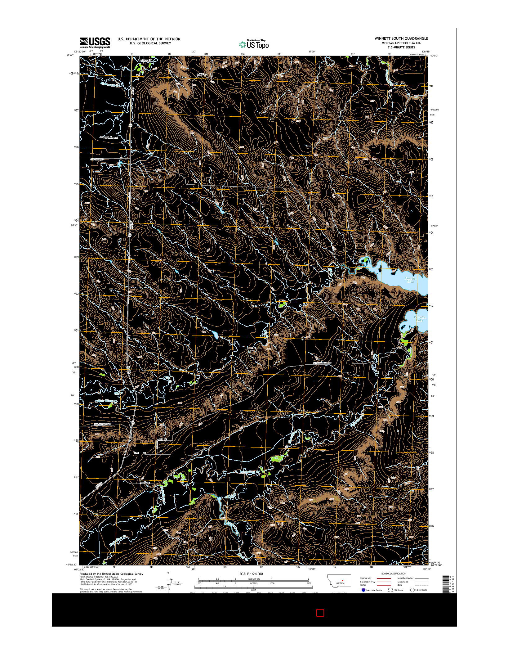 USGS US TOPO 7.5-MINUTE MAP FOR WINNETT SOUTH, MT 2014