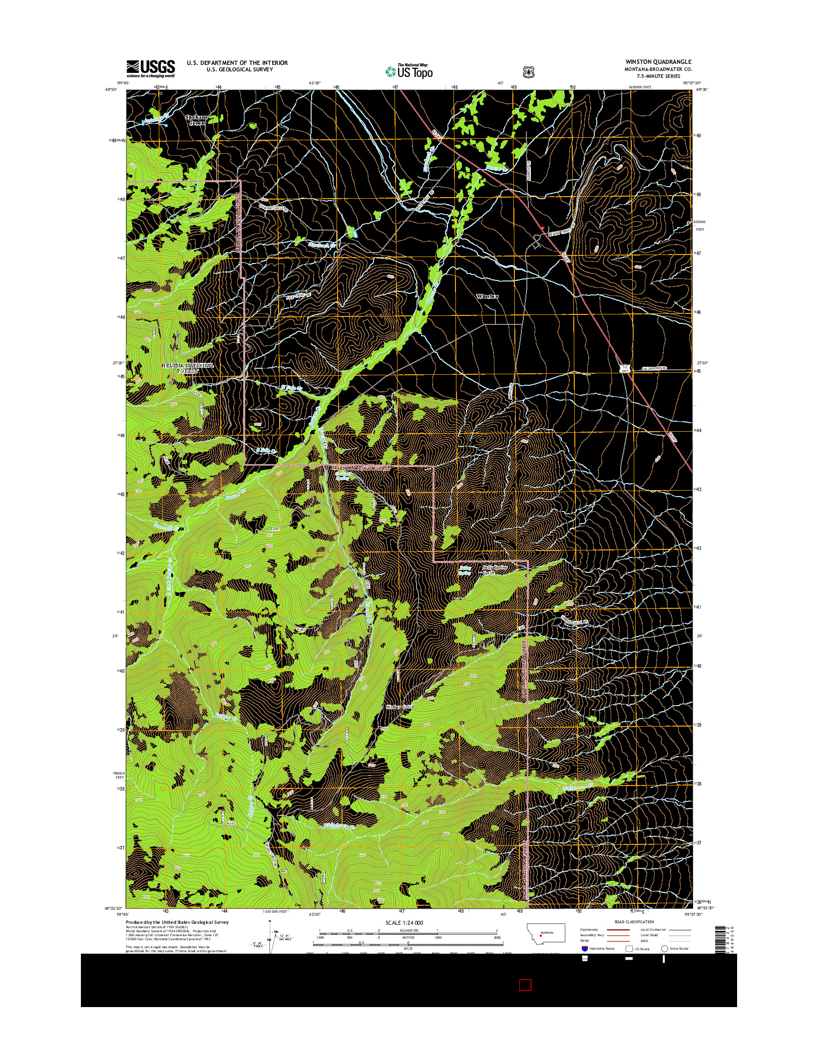 USGS US TOPO 7.5-MINUTE MAP FOR WINSTON, MT 2014