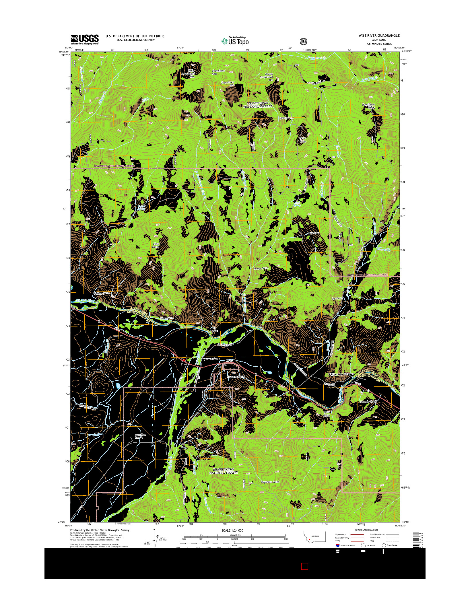 USGS US TOPO 7.5-MINUTE MAP FOR WISE RIVER, MT 2014