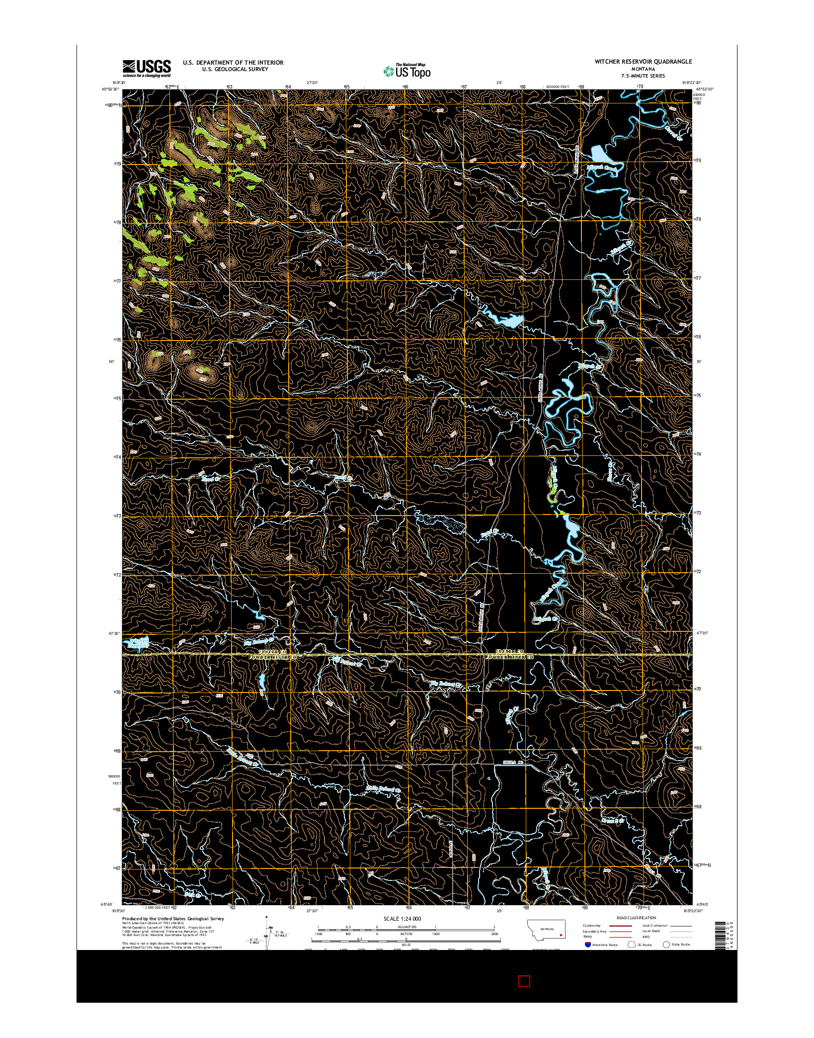 USGS US TOPO 7.5-MINUTE MAP FOR WITCHER RESERVOIR, MT 2014