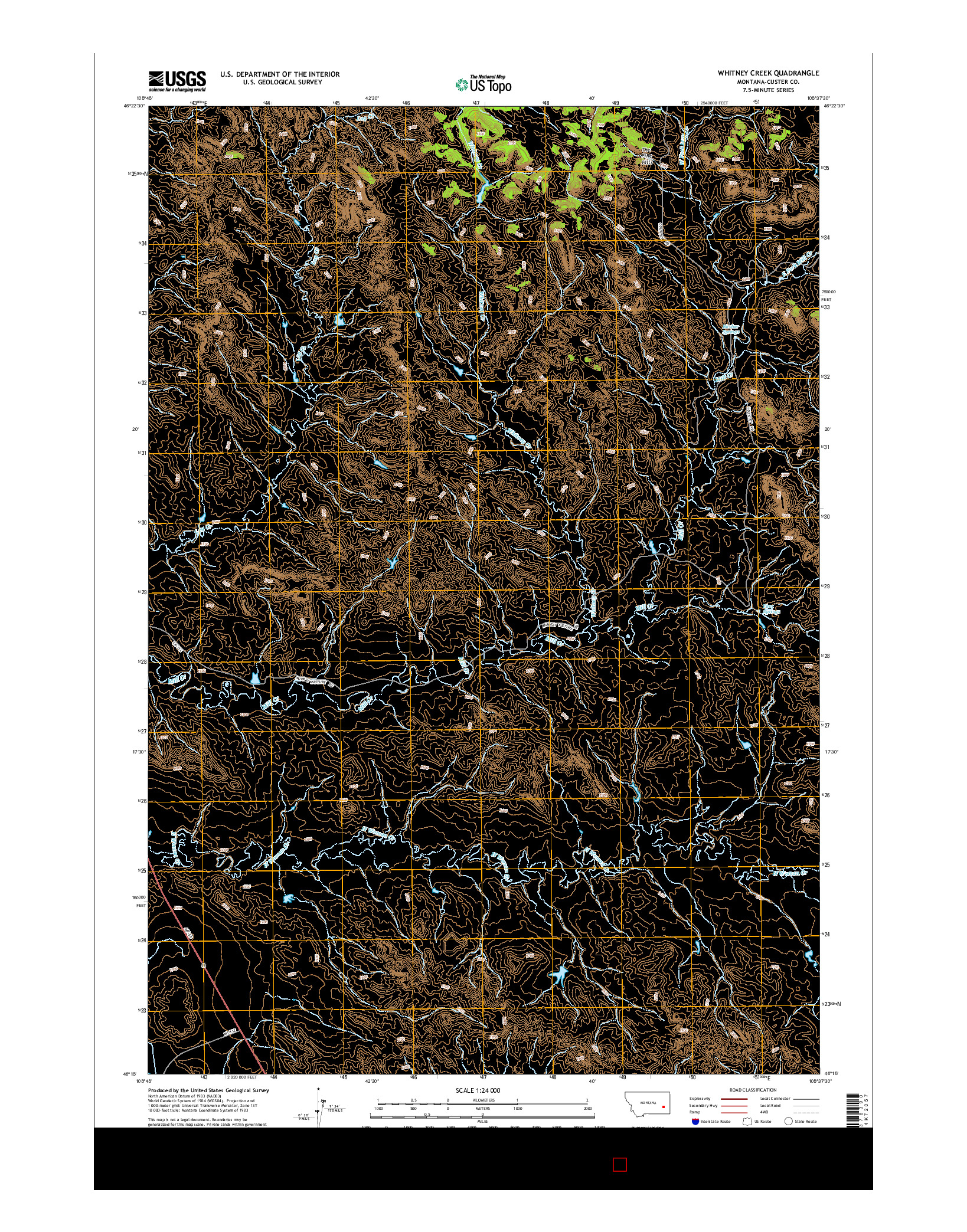 USGS US TOPO 7.5-MINUTE MAP FOR WHITNEY CREEK, MT 2014