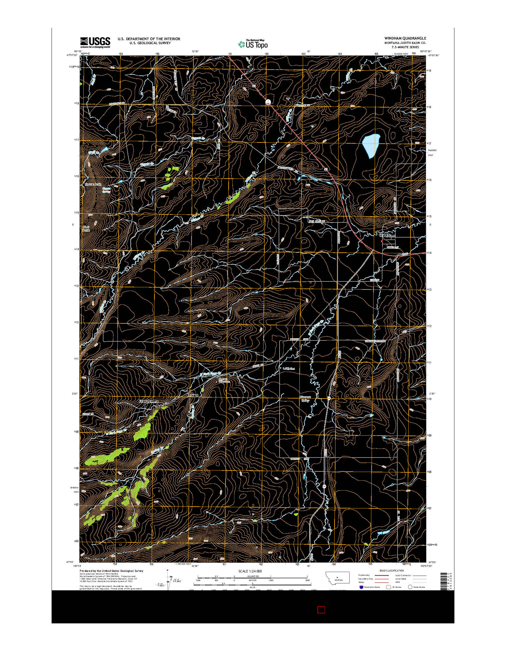 USGS US TOPO 7.5-MINUTE MAP FOR WINDHAM, MT 2014