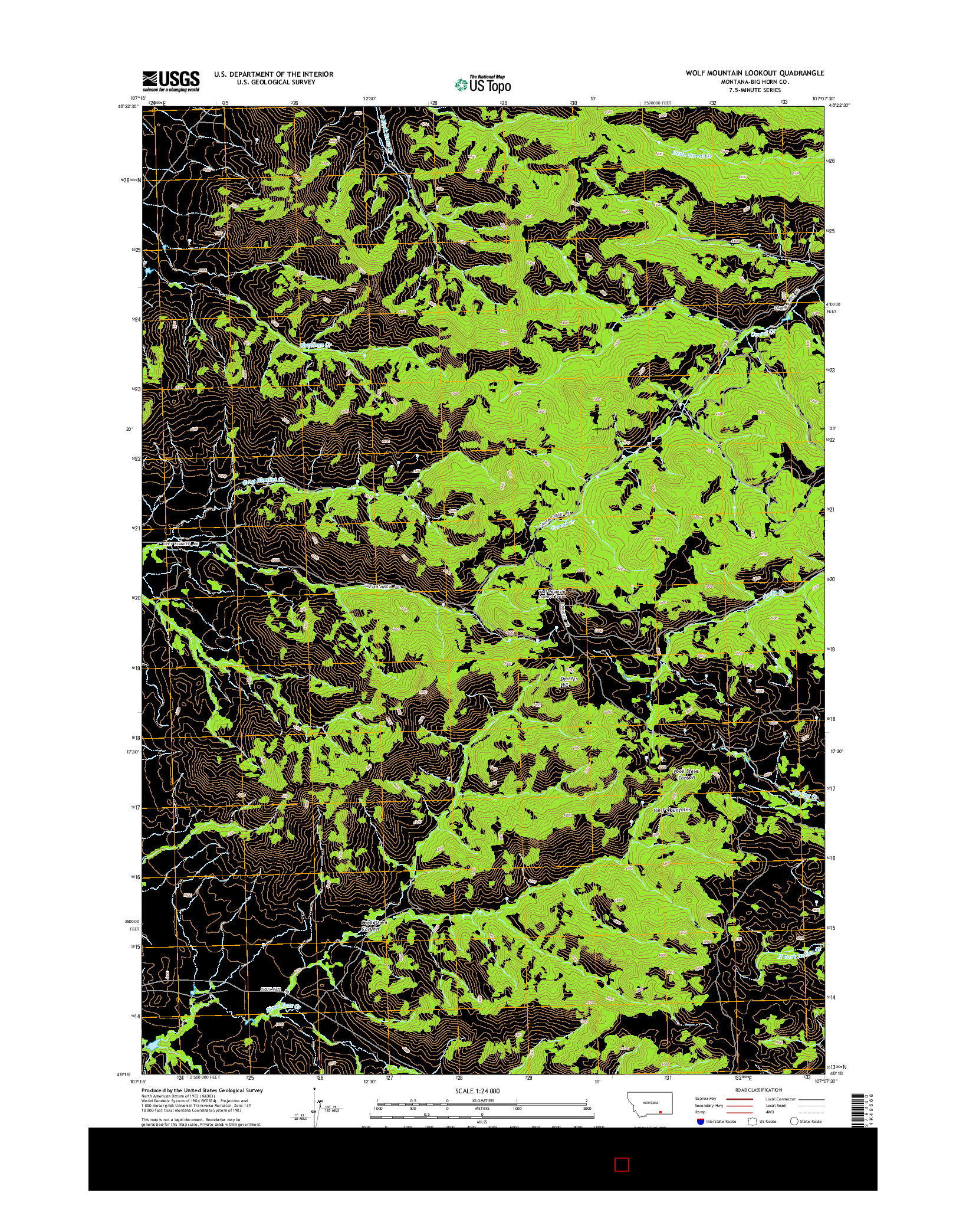 USGS US TOPO 7.5-MINUTE MAP FOR WOLF MOUNTAIN LOOKOUT, MT 2014