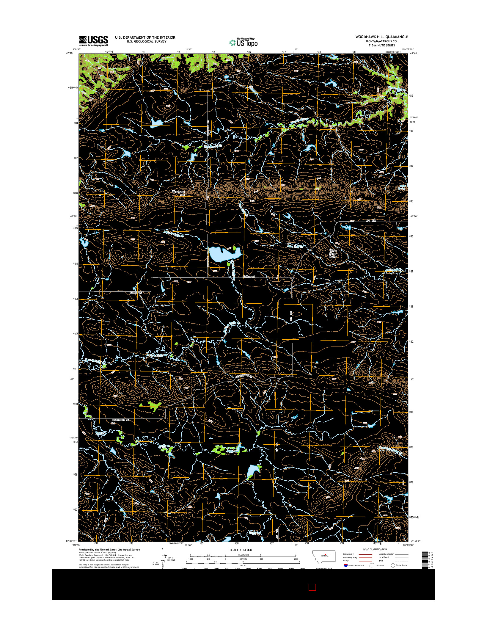 USGS US TOPO 7.5-MINUTE MAP FOR WOODHAWK HILL, MT 2014