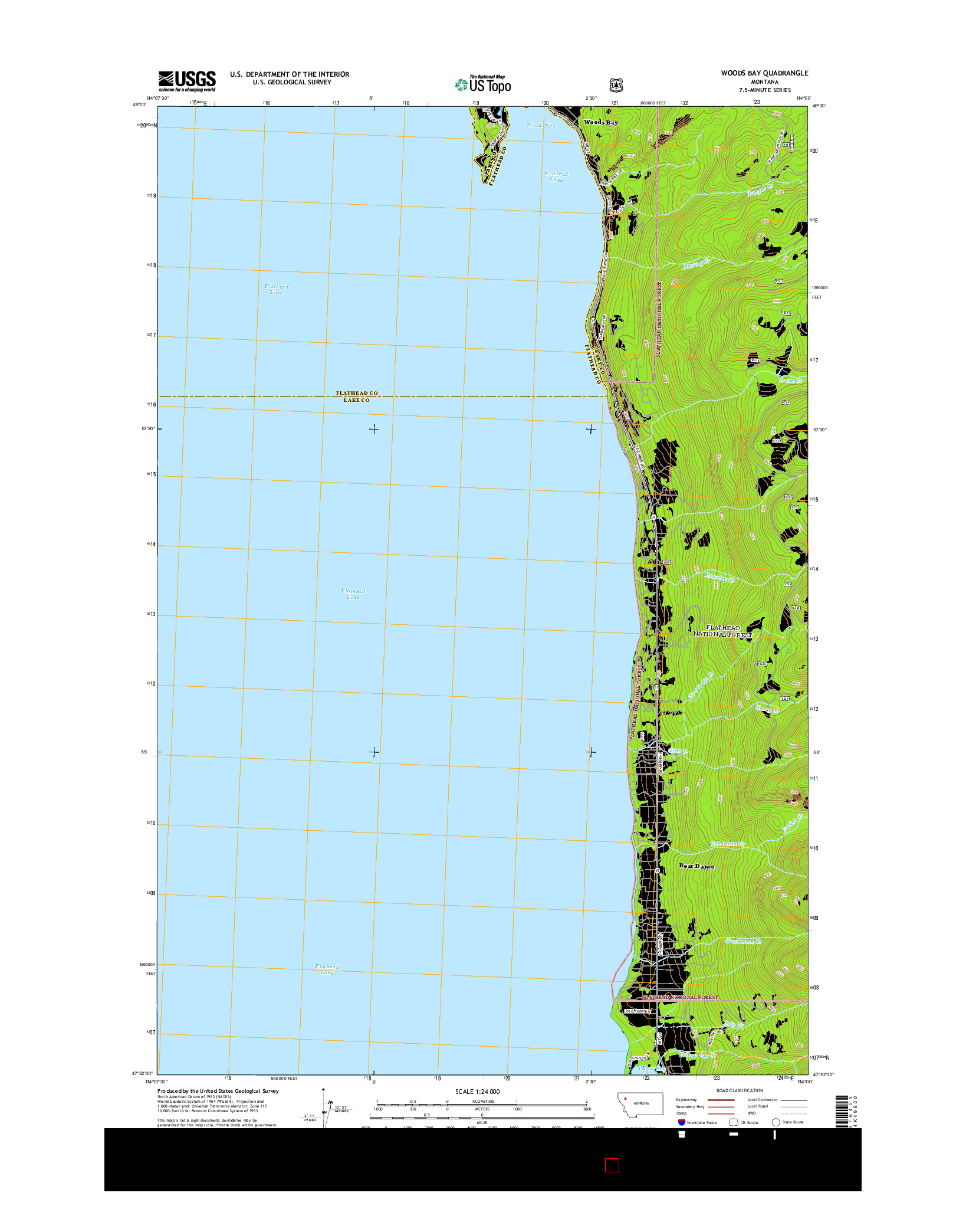 USGS US TOPO 7.5-MINUTE MAP FOR WOODS BAY, MT 2014