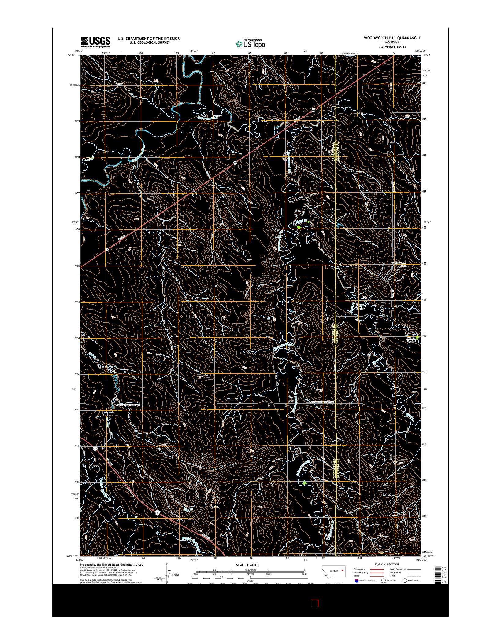 USGS US TOPO 7.5-MINUTE MAP FOR WOODWORTH HILL, MT 2014