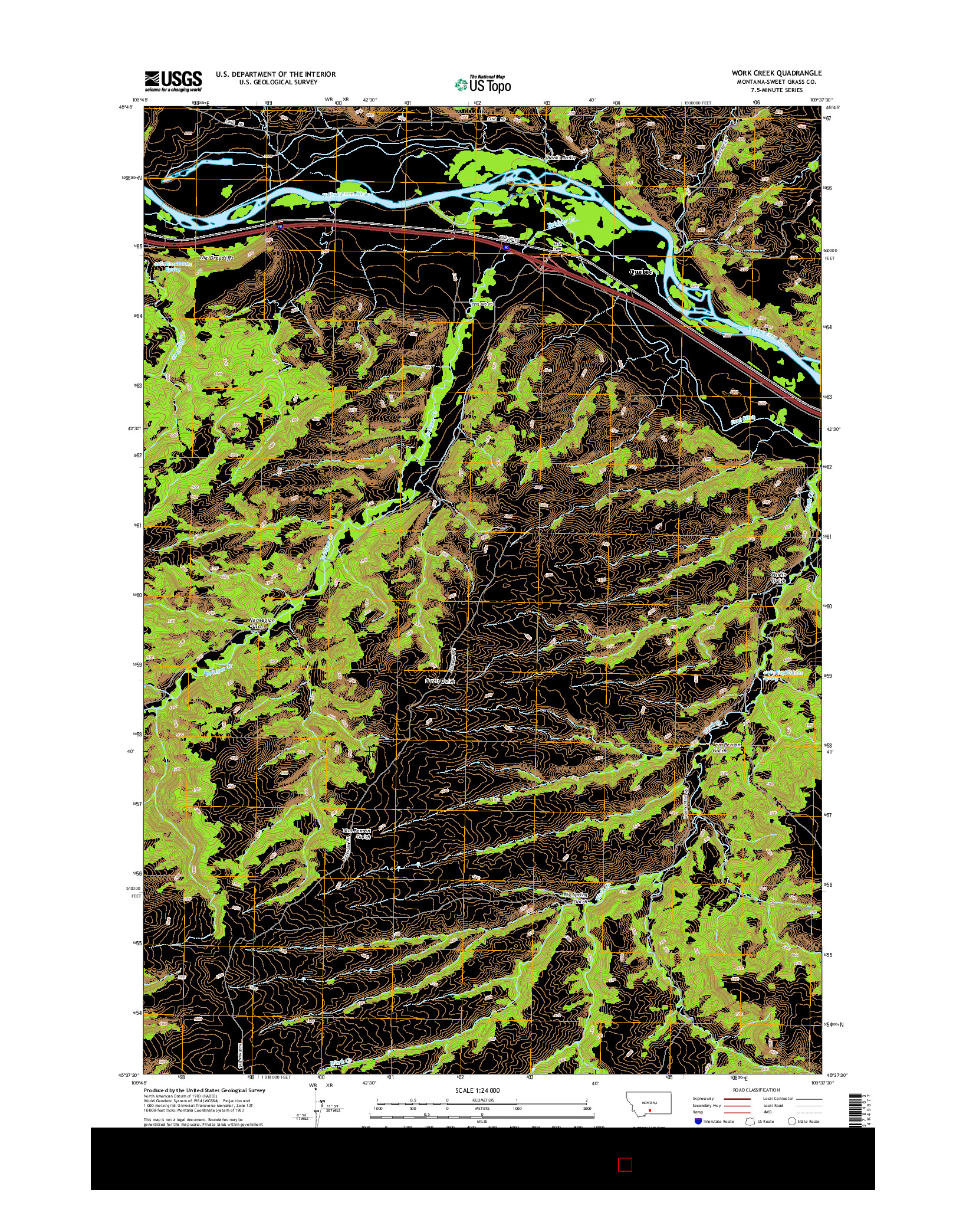 USGS US TOPO 7.5-MINUTE MAP FOR WORK CREEK, MT 2014