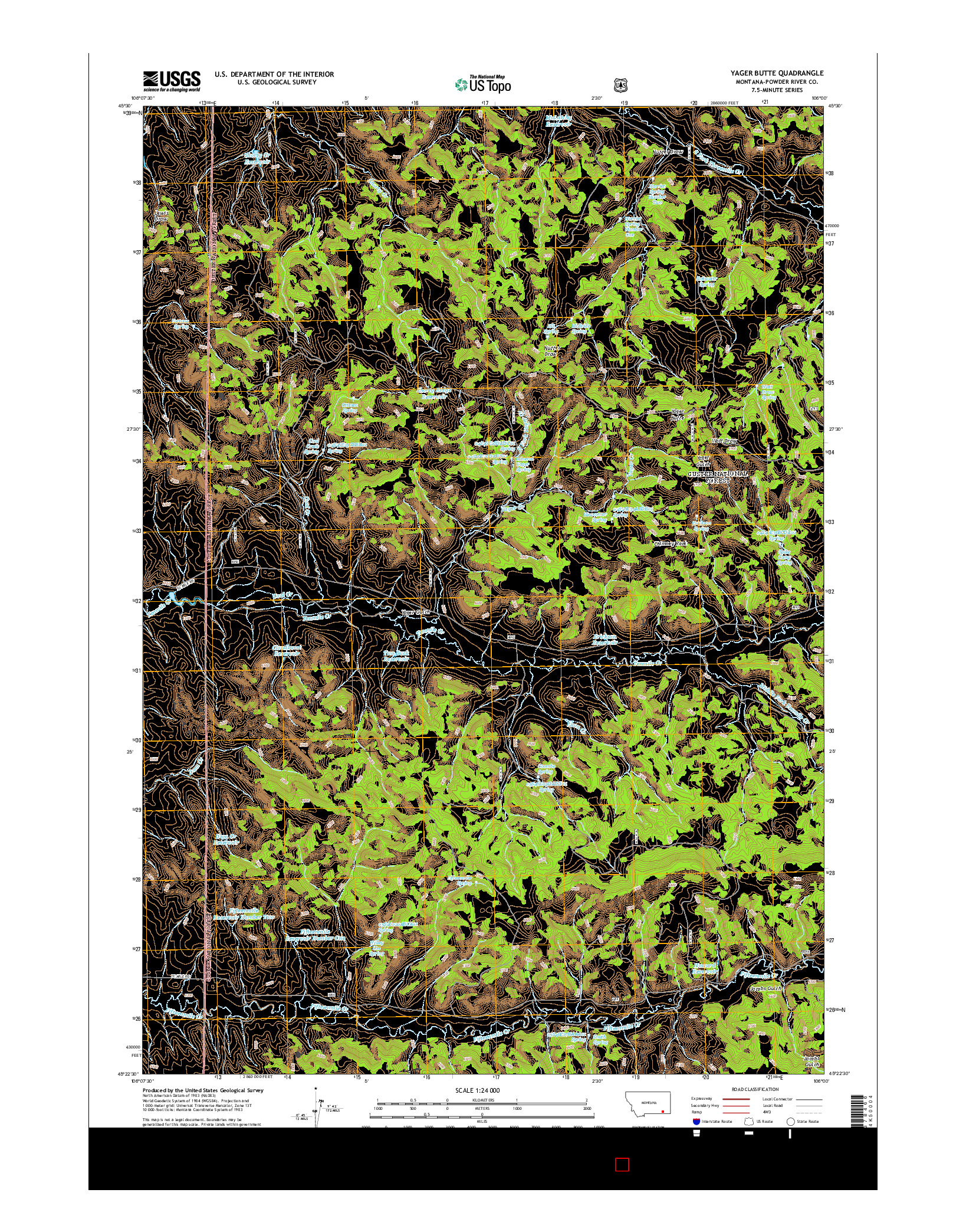 USGS US TOPO 7.5-MINUTE MAP FOR YAGER BUTTE, MT 2014