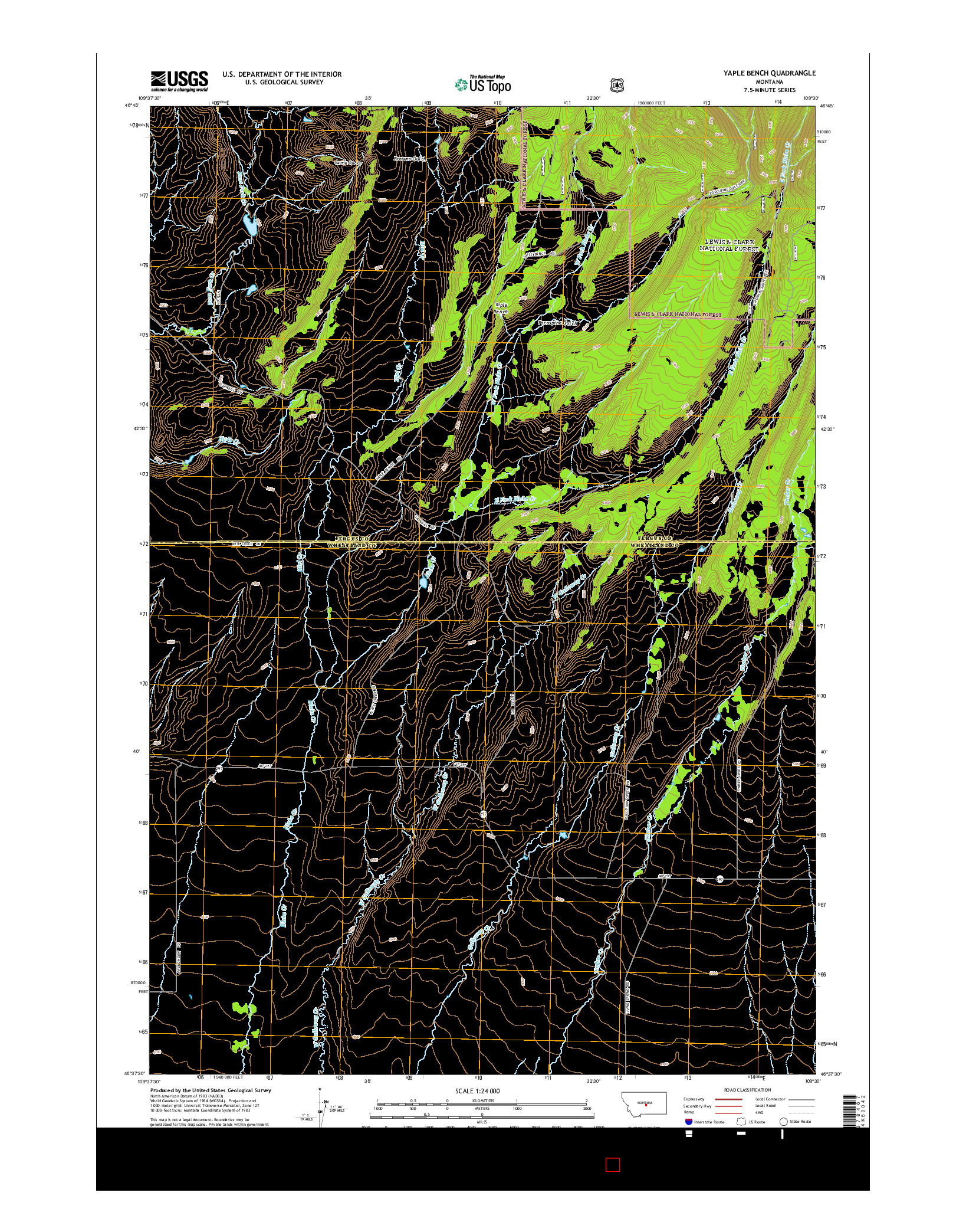 USGS US TOPO 7.5-MINUTE MAP FOR YAPLE BENCH, MT 2014