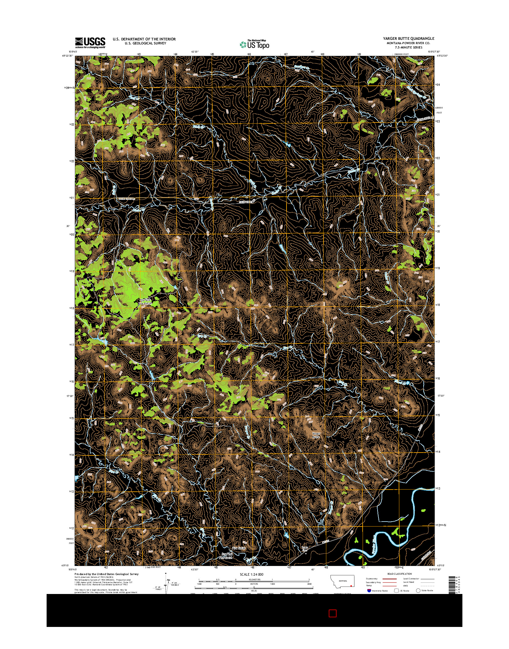 USGS US TOPO 7.5-MINUTE MAP FOR YARGER BUTTE, MT 2014