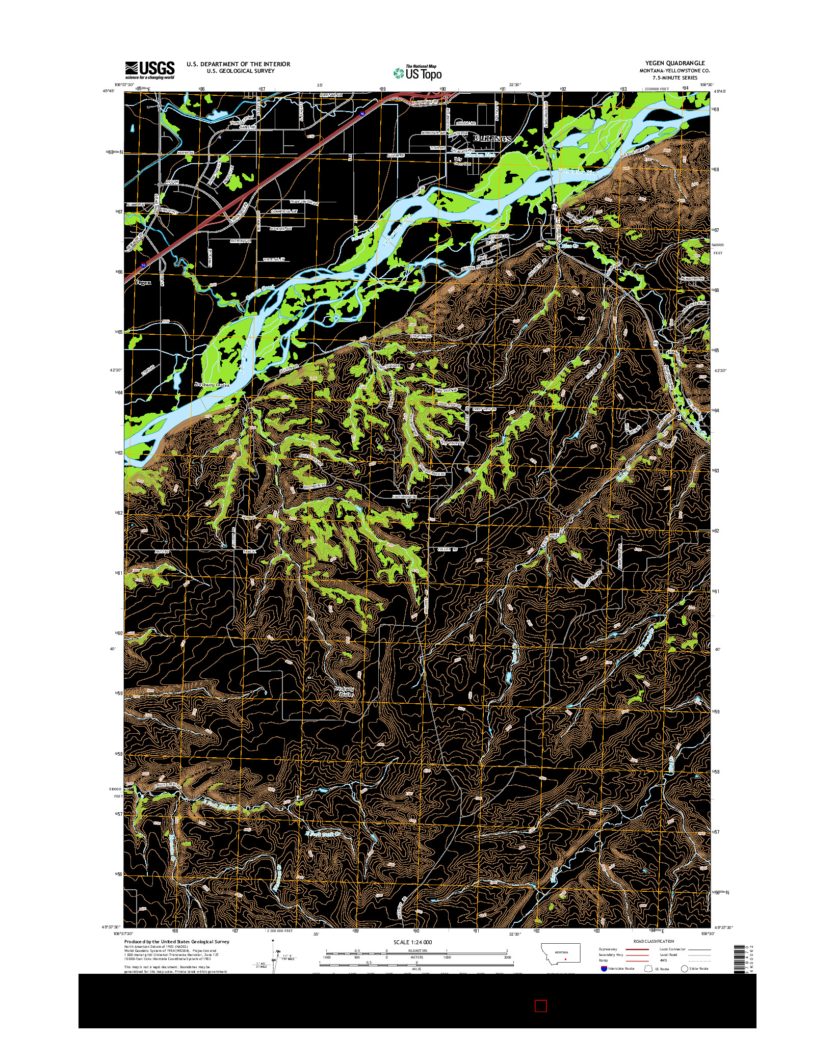 USGS US TOPO 7.5-MINUTE MAP FOR YEGEN, MT 2014