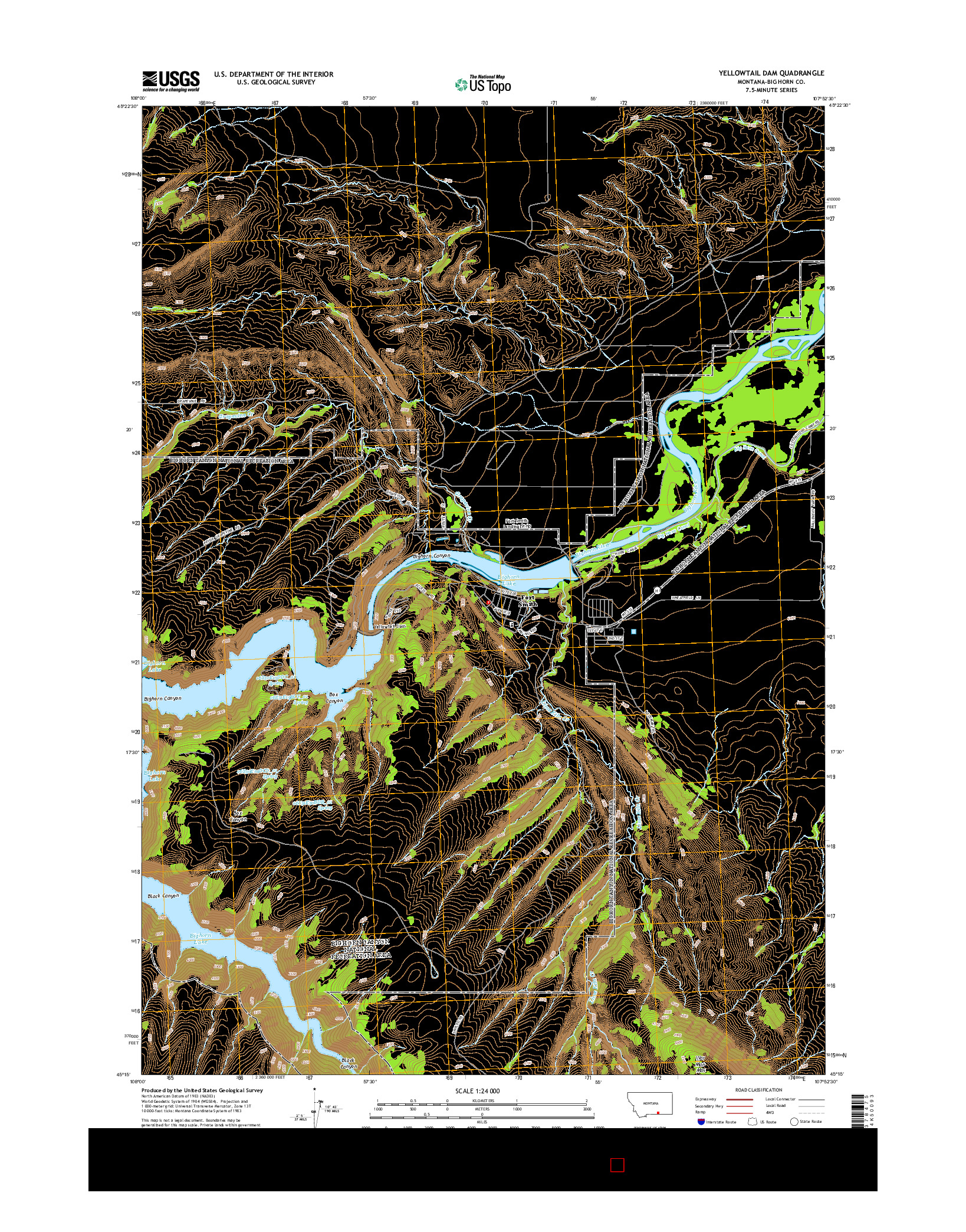 USGS US TOPO 7.5-MINUTE MAP FOR YELLOWTAIL DAM, MT 2014
