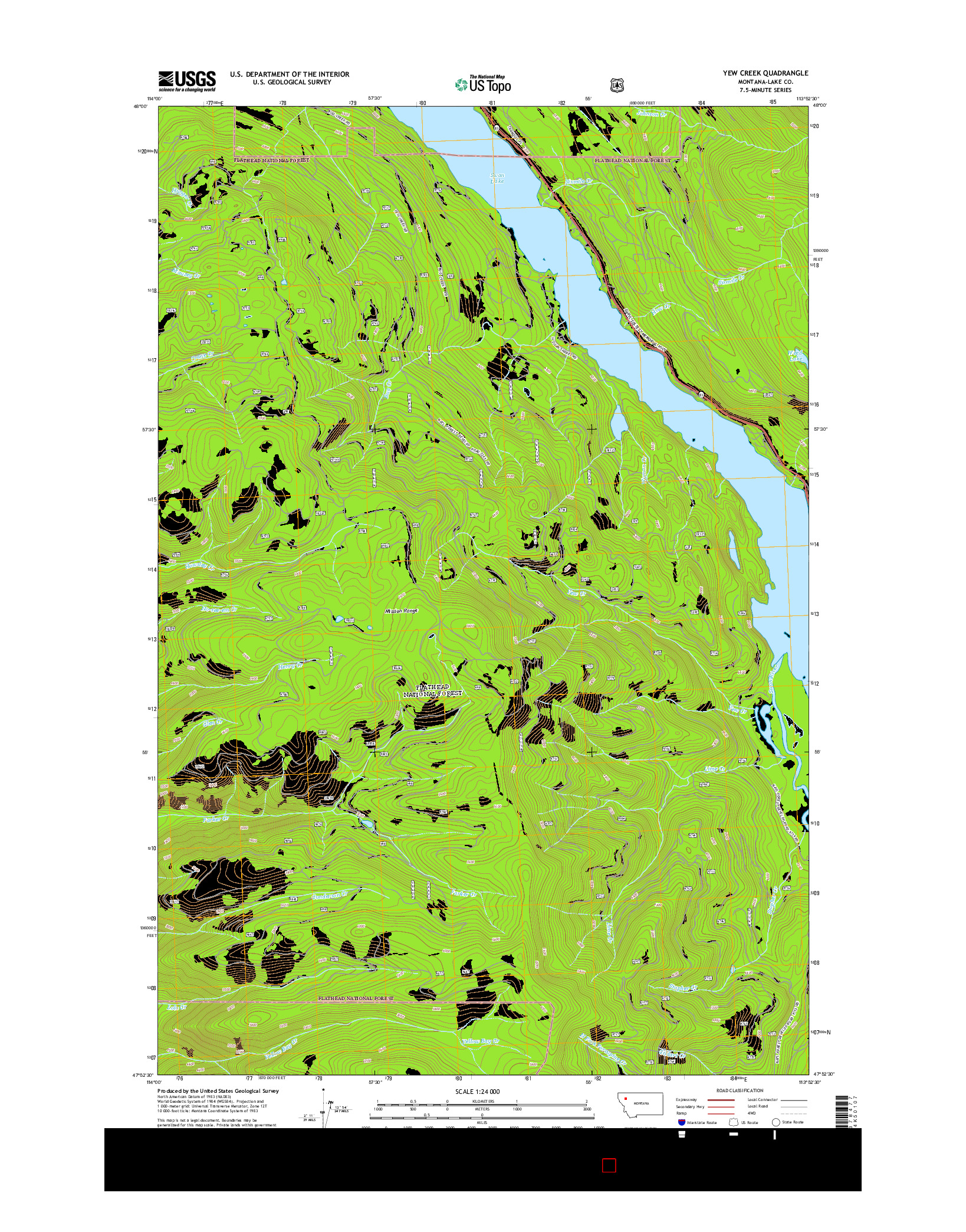 USGS US TOPO 7.5-MINUTE MAP FOR YEW CREEK, MT 2014