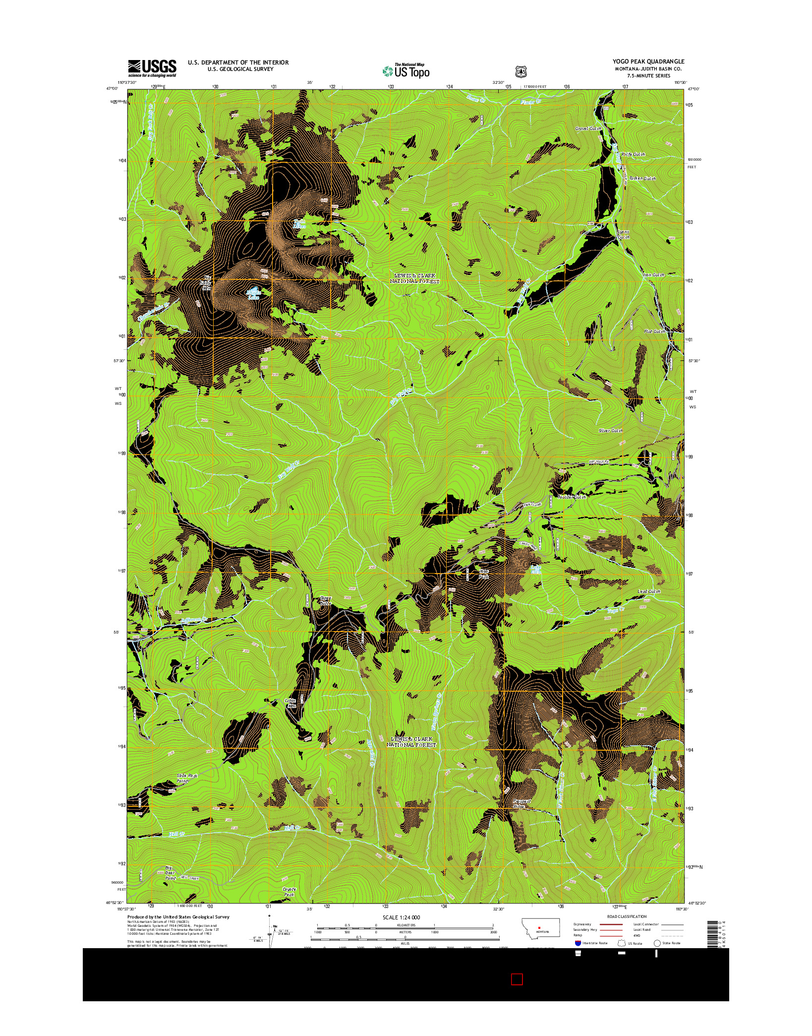 USGS US TOPO 7.5-MINUTE MAP FOR YOGO PEAK, MT 2014