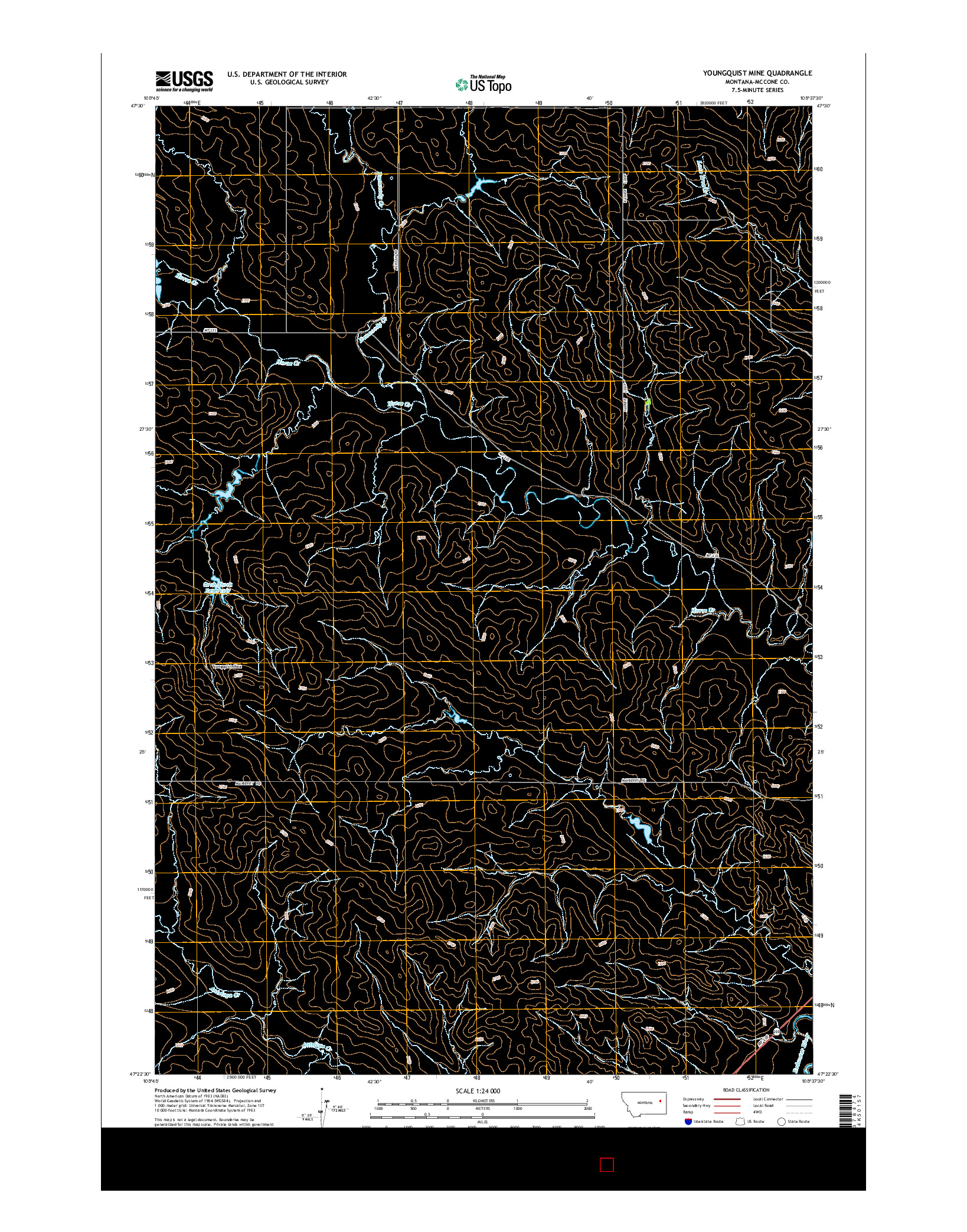 USGS US TOPO 7.5-MINUTE MAP FOR YOUNGQUIST MINE, MT 2014