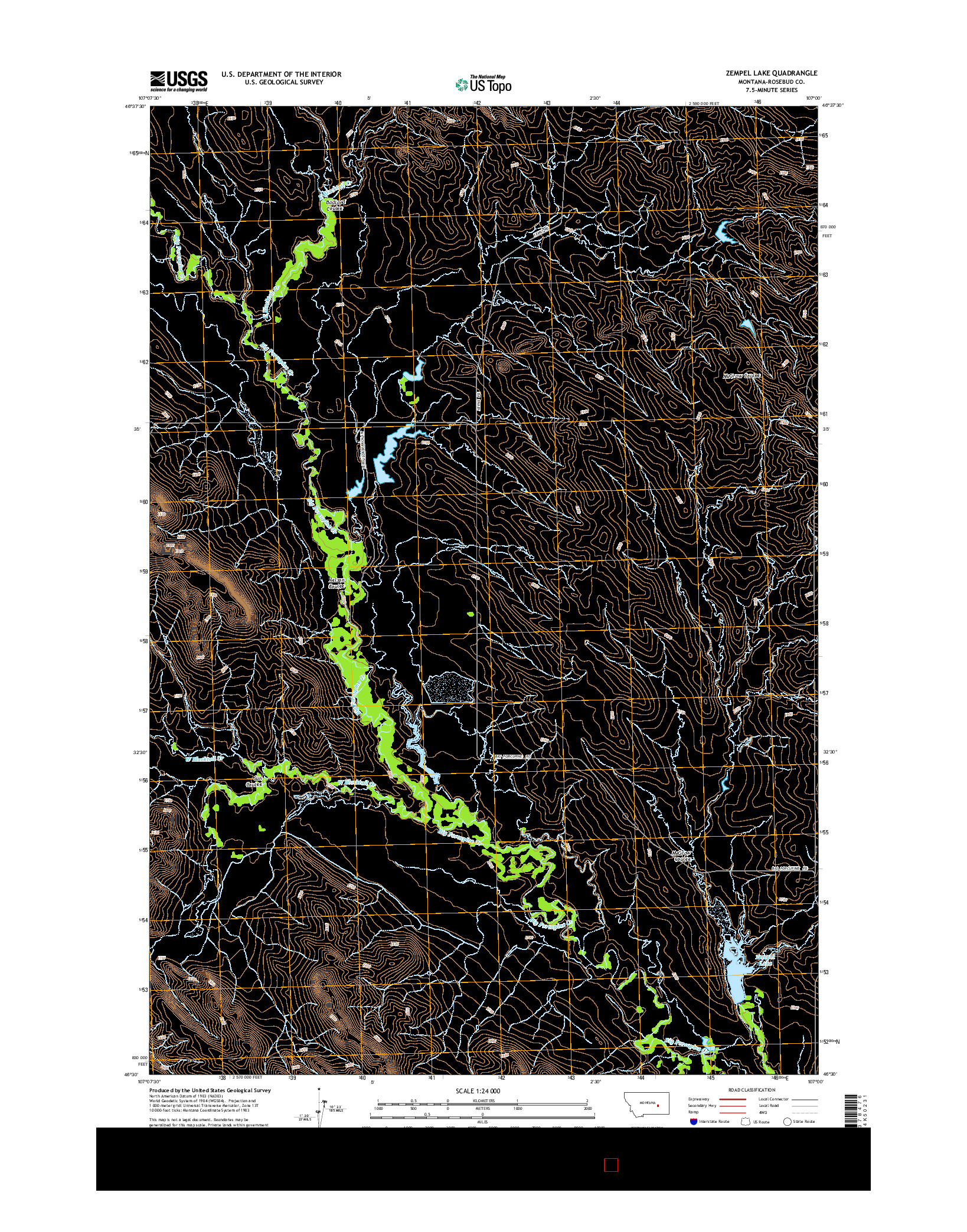USGS US TOPO 7.5-MINUTE MAP FOR ZEMPEL LAKE, MT 2014