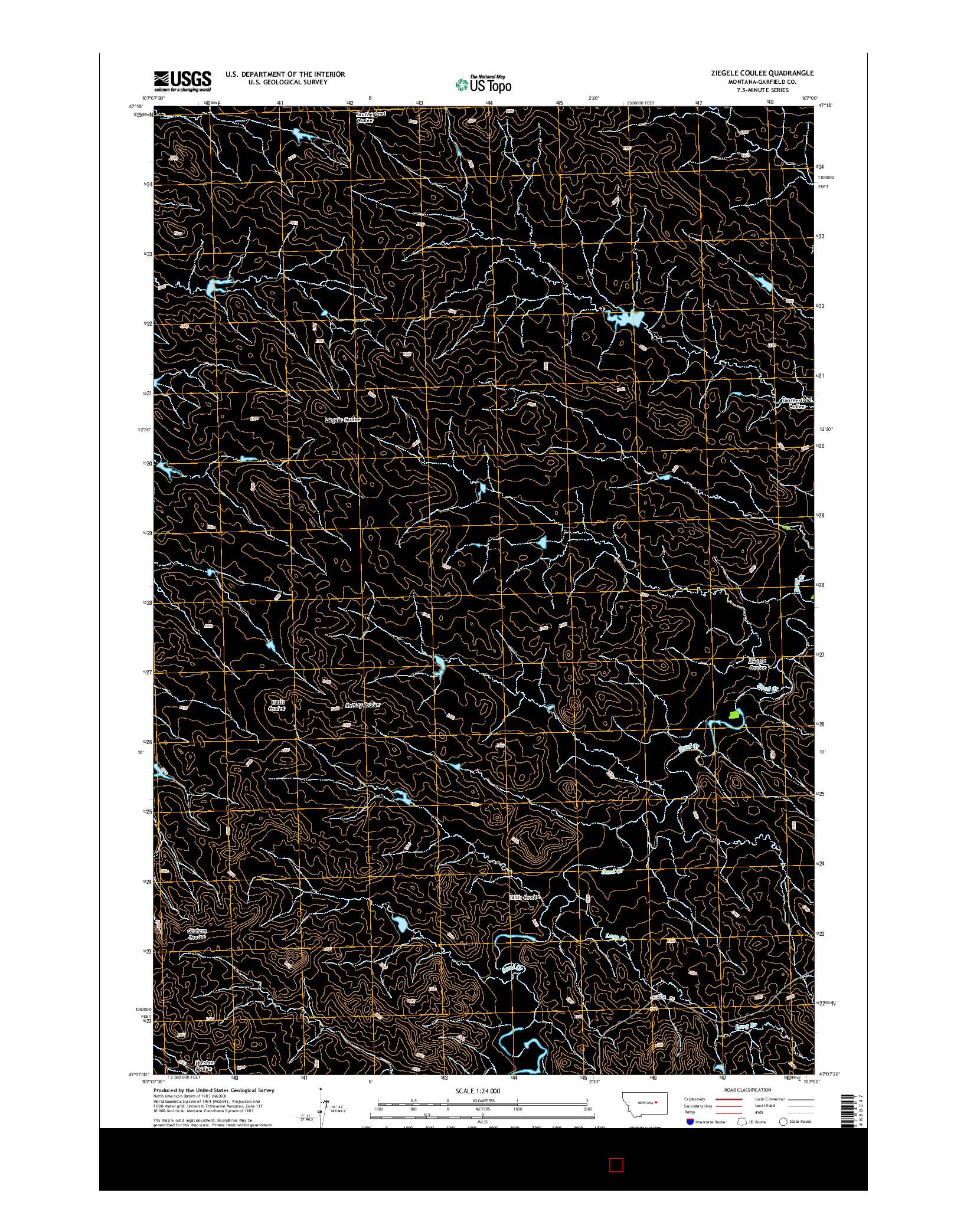 USGS US TOPO 7.5-MINUTE MAP FOR ZIEGELE COULEE, MT 2014