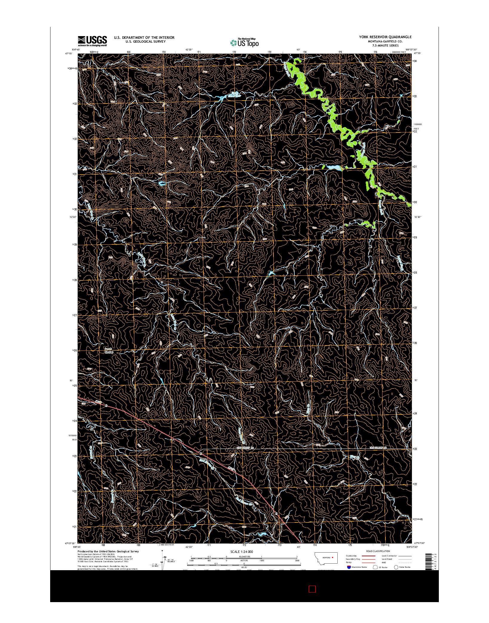 USGS US TOPO 7.5-MINUTE MAP FOR YORK RESERVOIR, MT 2014