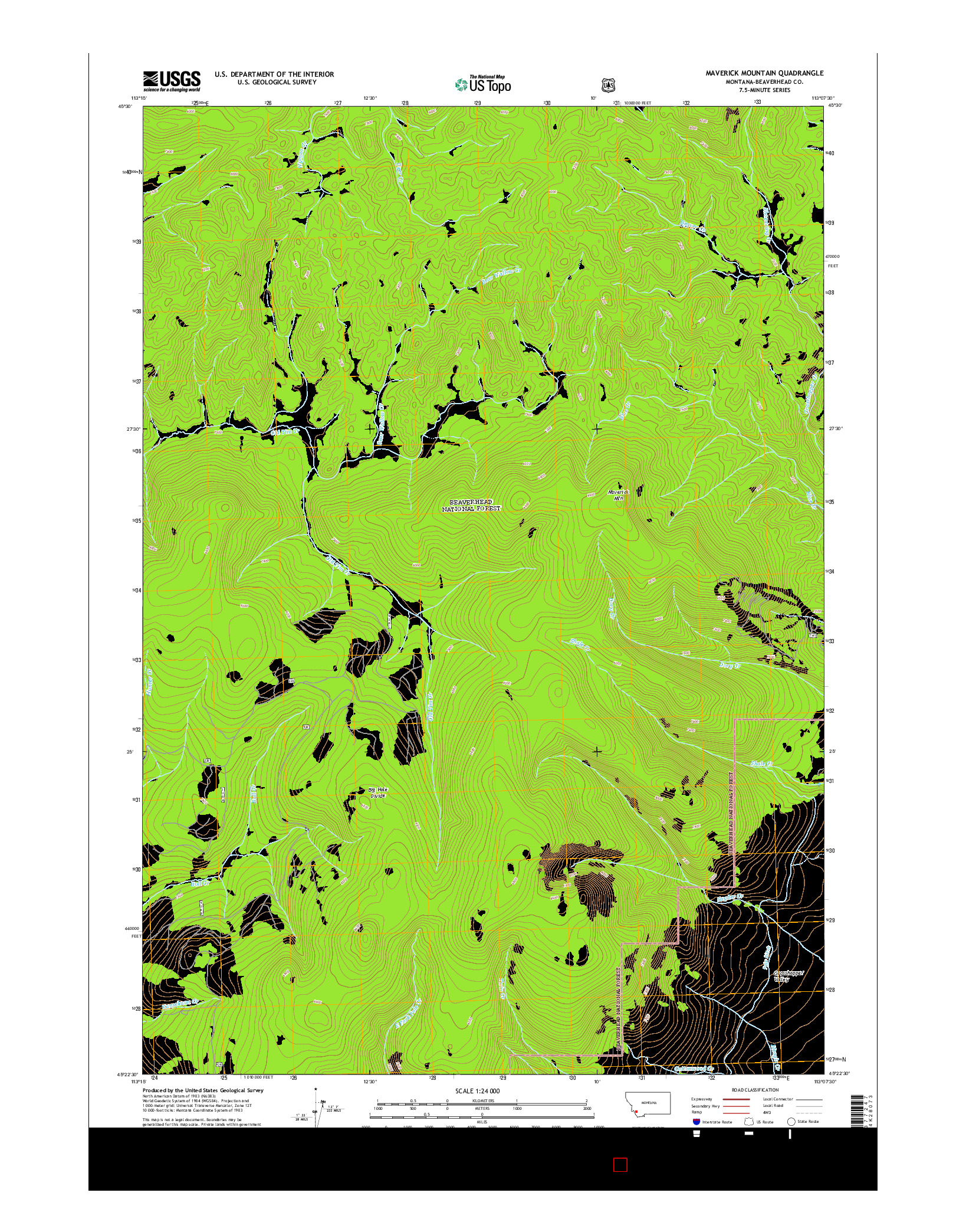 USGS US TOPO 7.5-MINUTE MAP FOR MAVERICK MOUNTAIN, MT 2014