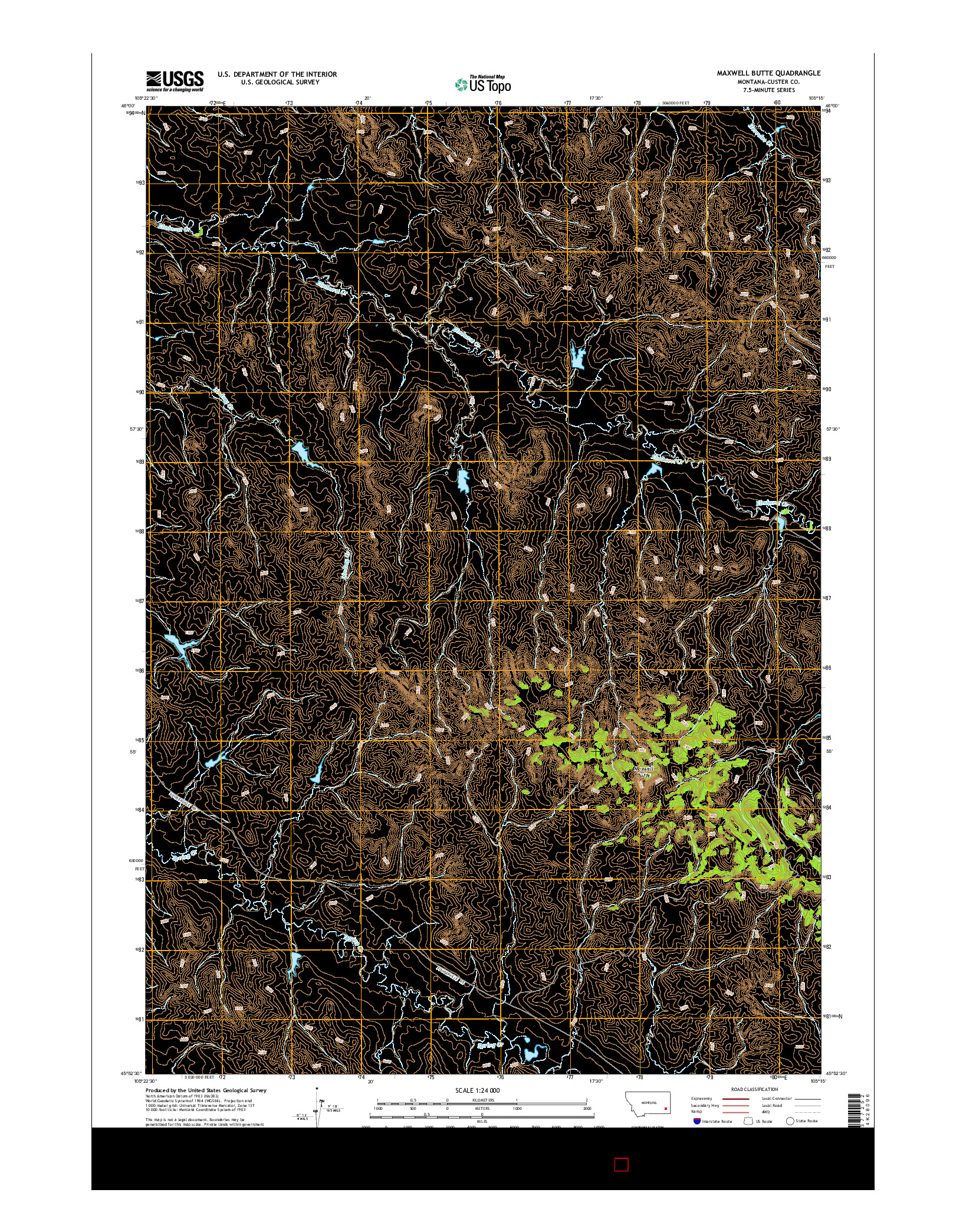 USGS US TOPO 7.5-MINUTE MAP FOR MAXWELL BUTTE, MT 2014