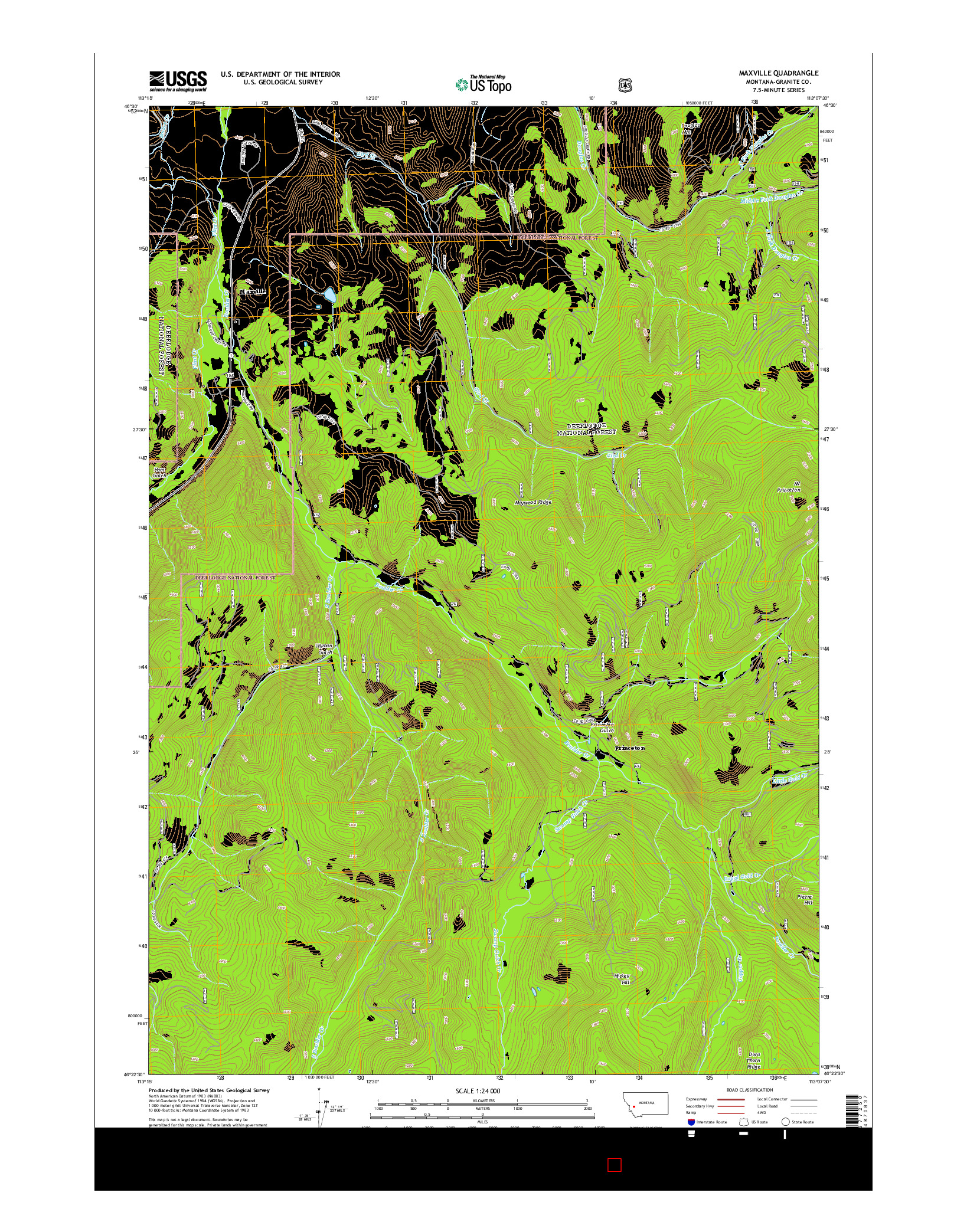 USGS US TOPO 7.5-MINUTE MAP FOR MAXVILLE, MT 2014