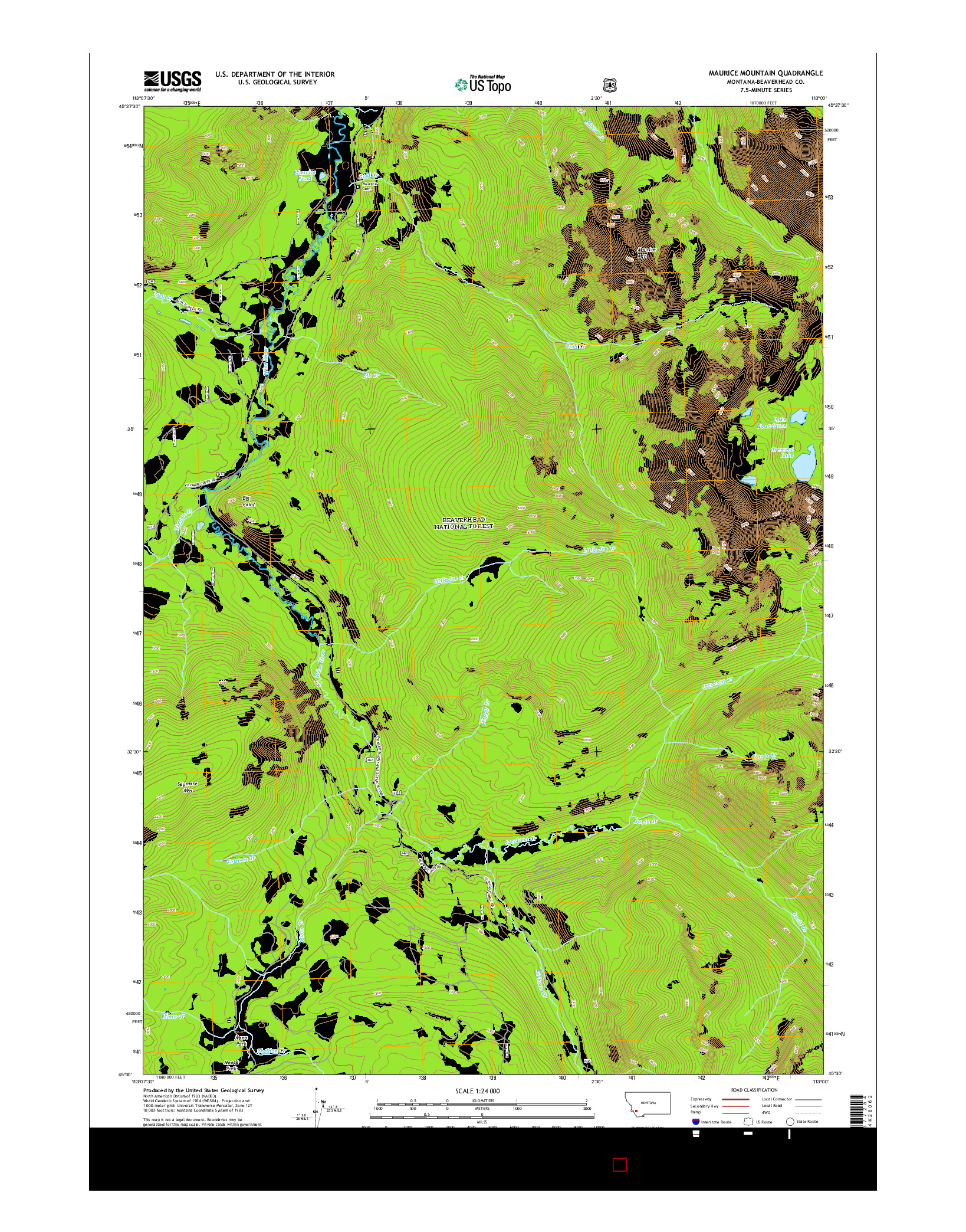 USGS US TOPO 7.5-MINUTE MAP FOR MAURICE MOUNTAIN, MT 2014