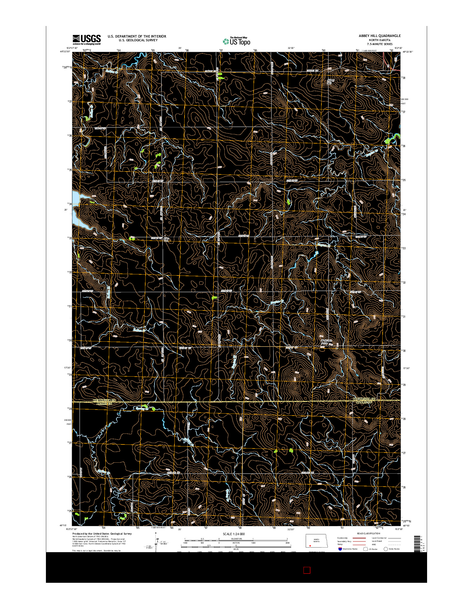 USGS US TOPO 7.5-MINUTE MAP FOR ABBEY HILL, ND 2014