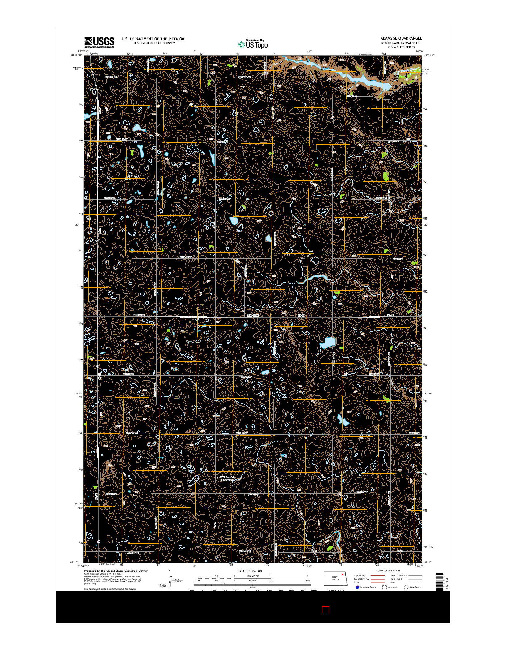 USGS US TOPO 7.5-MINUTE MAP FOR ADAMS SE, ND 2014