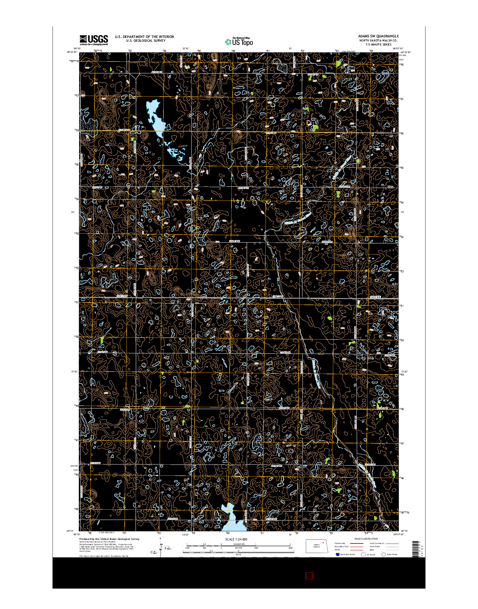 USGS US TOPO 7.5-MINUTE MAP FOR ADAMS SW, ND 2014