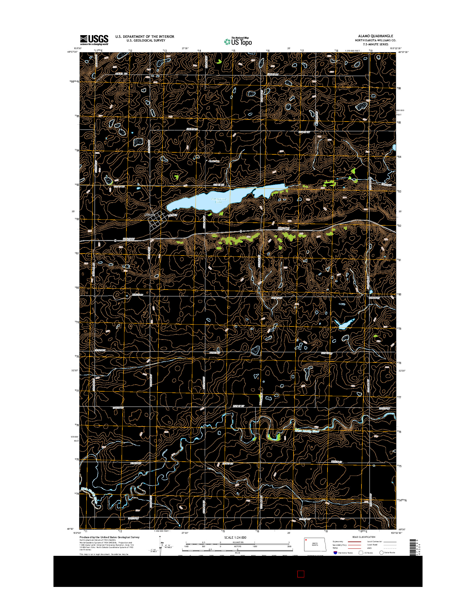 USGS US TOPO 7.5-MINUTE MAP FOR ALAMO, ND 2014