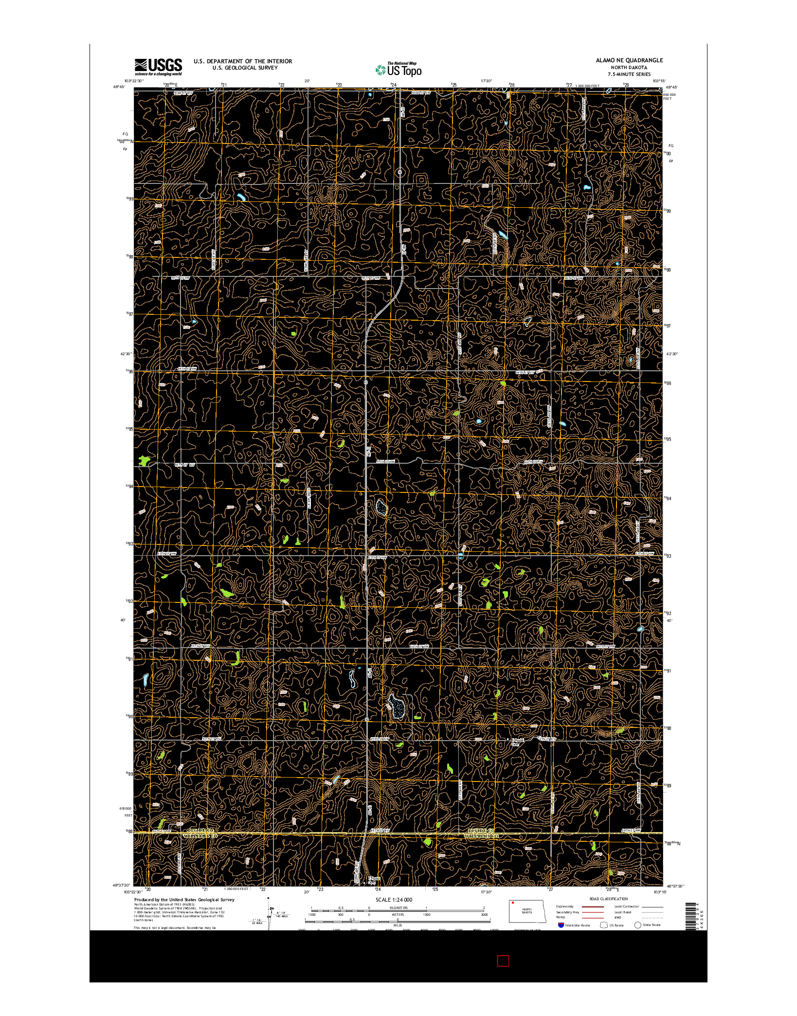 USGS US TOPO 7.5-MINUTE MAP FOR ALAMO NE, ND 2014