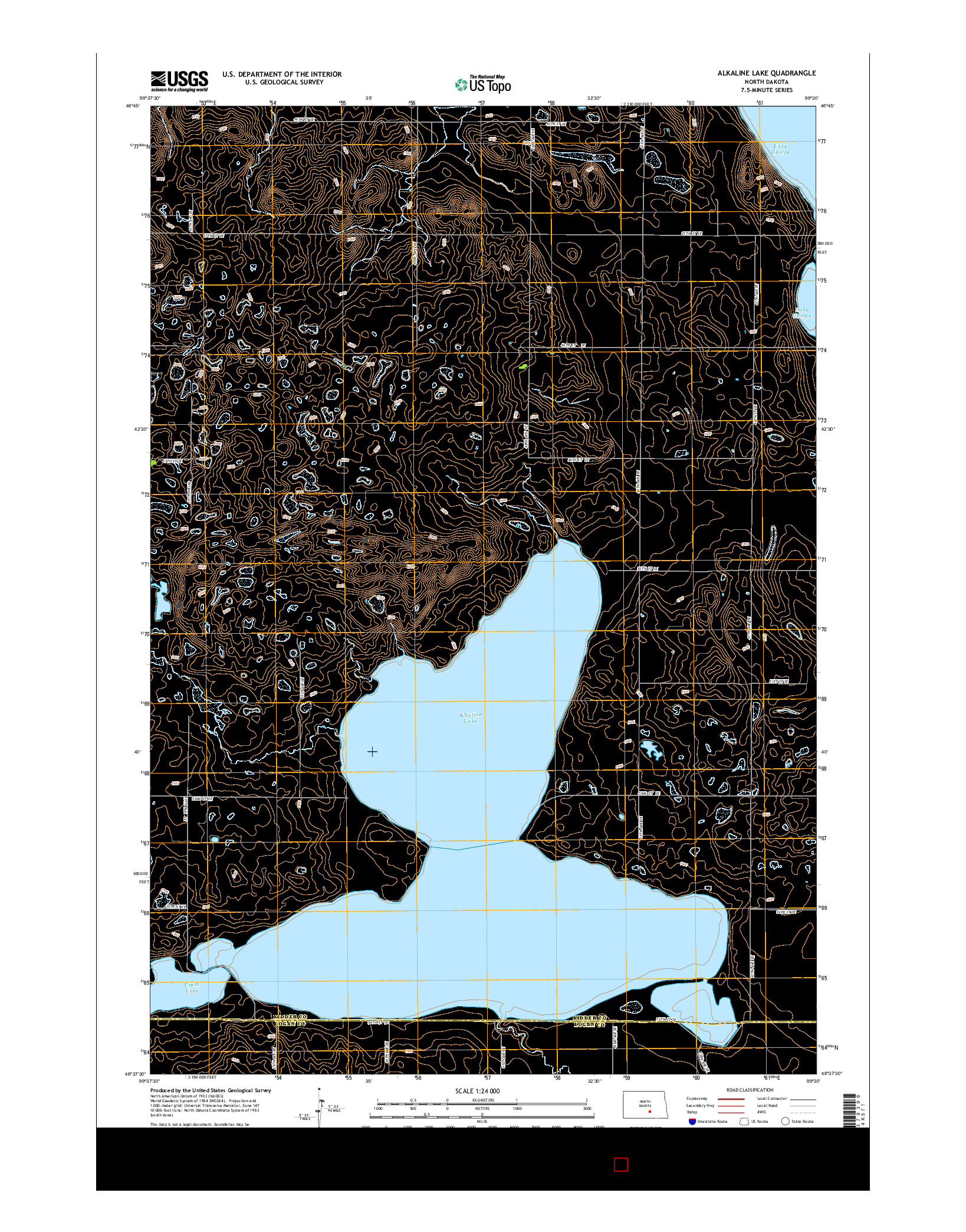 USGS US TOPO 7.5-MINUTE MAP FOR ALKALINE LAKE, ND 2014