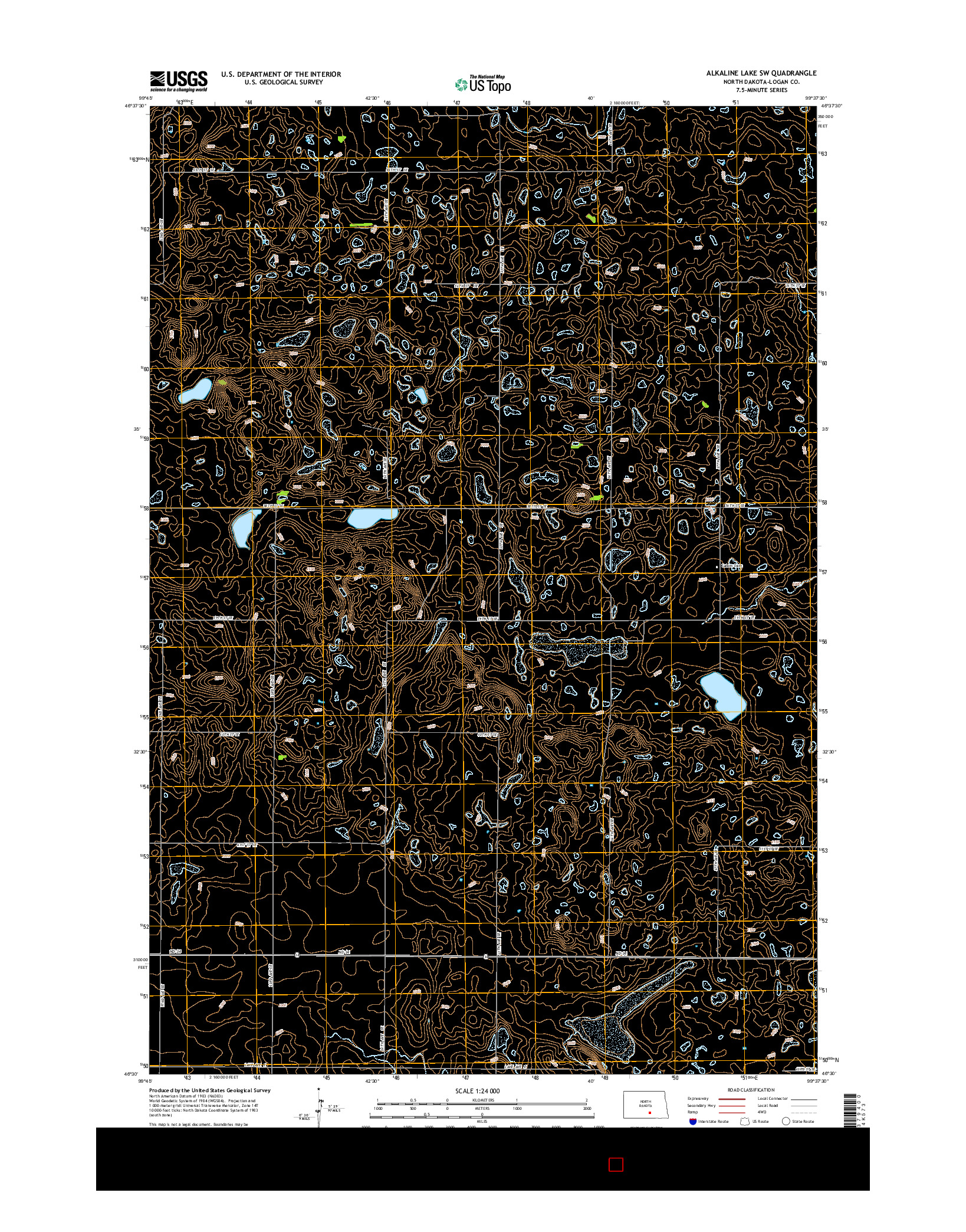 USGS US TOPO 7.5-MINUTE MAP FOR ALKALINE LAKE SW, ND 2014