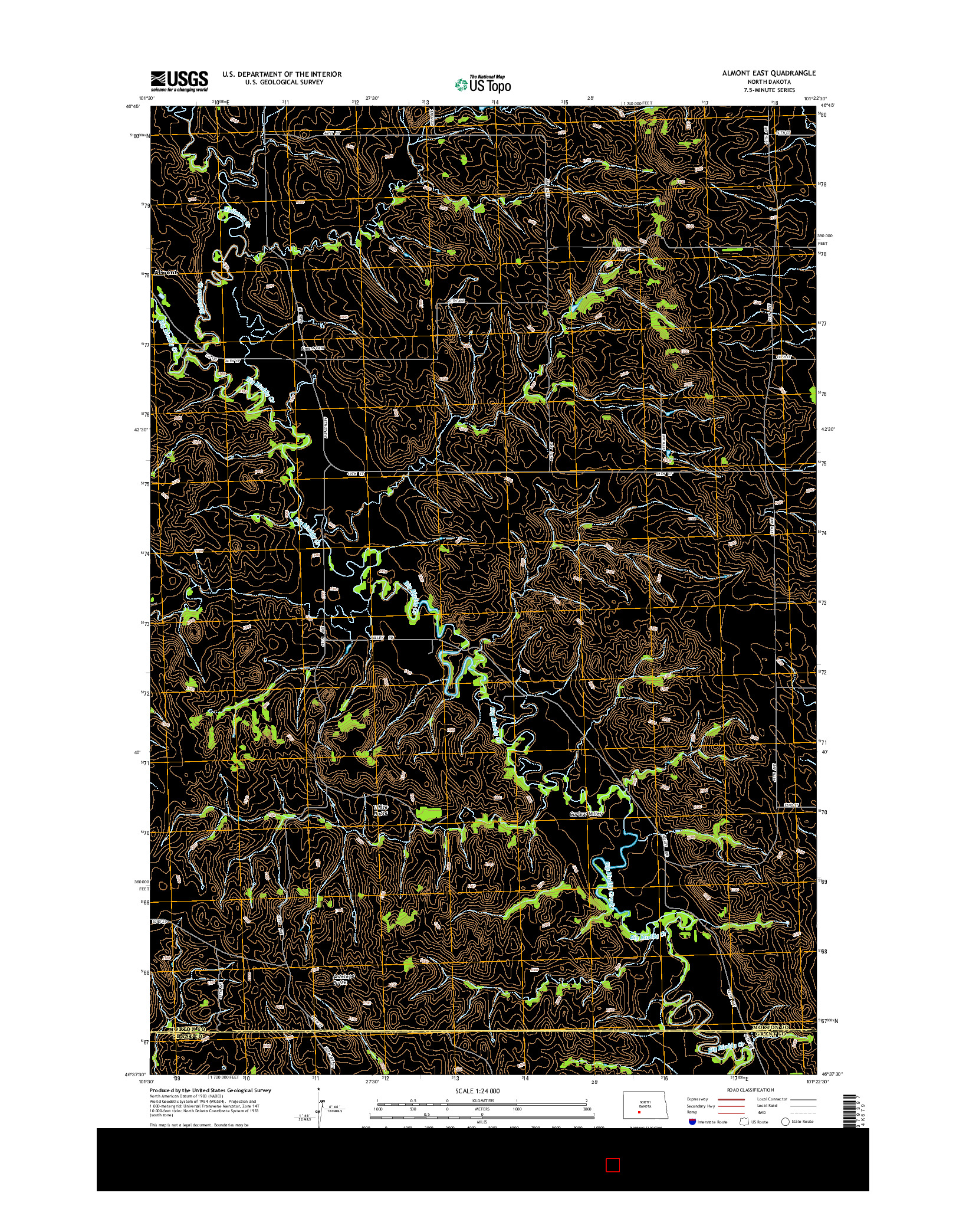 USGS US TOPO 7.5-MINUTE MAP FOR ALMONT EAST, ND 2014