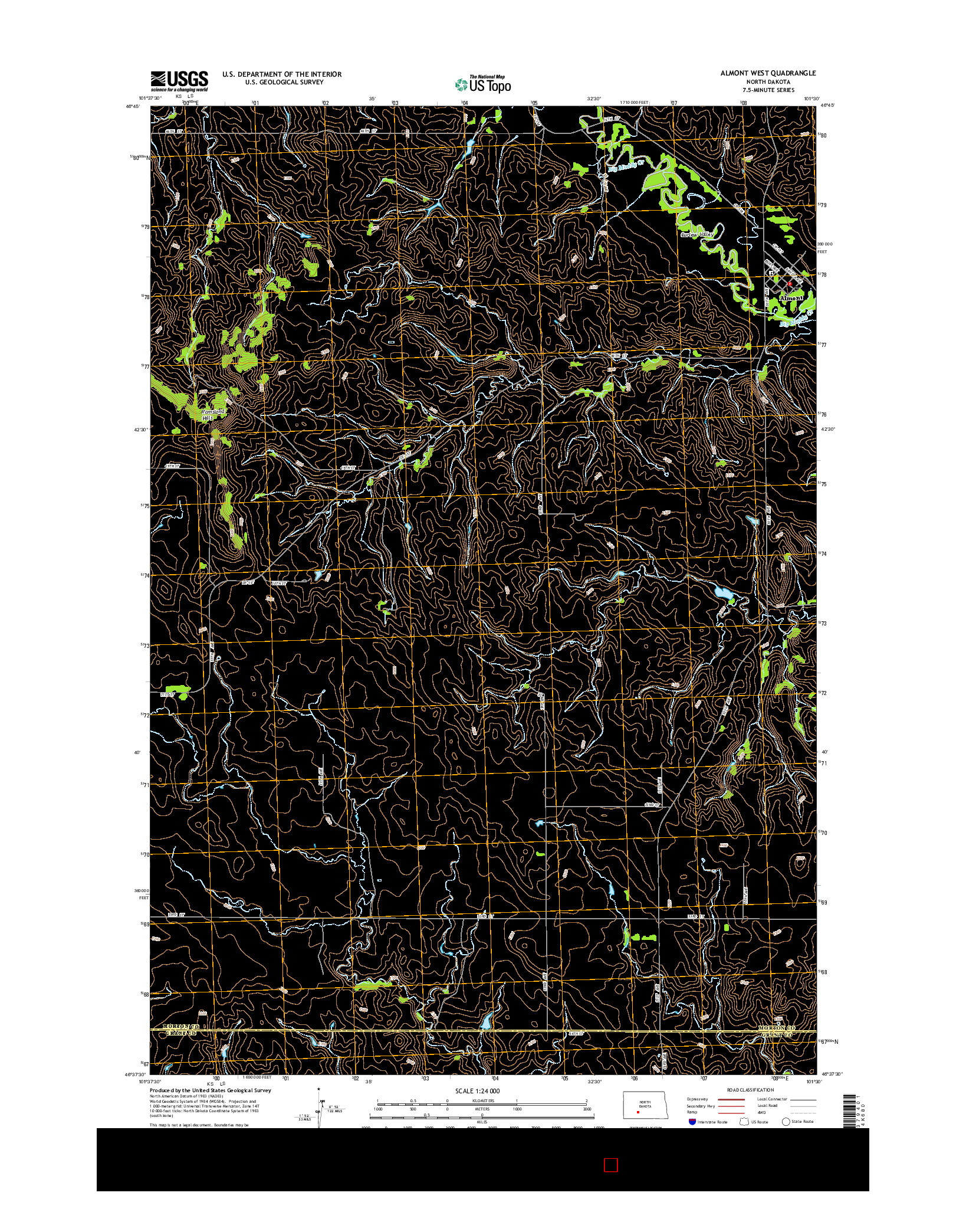 USGS US TOPO 7.5-MINUTE MAP FOR ALMONT WEST, ND 2014