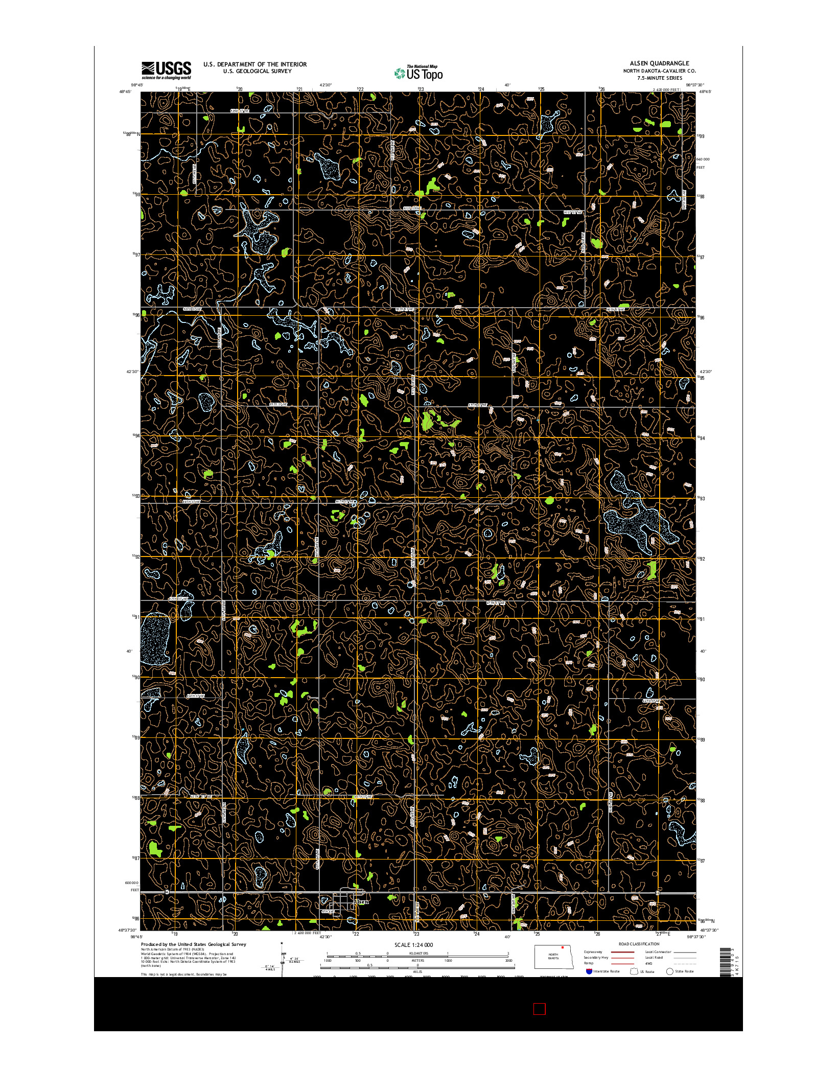 USGS US TOPO 7.5-MINUTE MAP FOR ALSEN, ND 2014