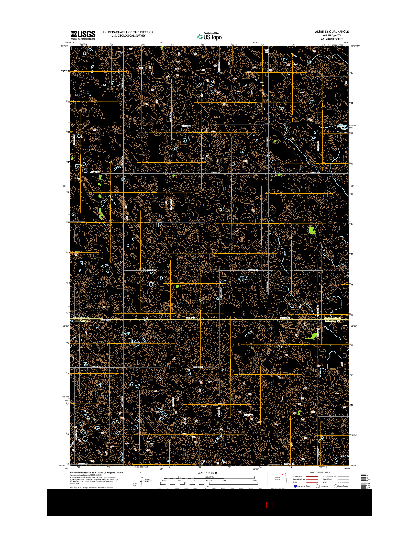 USGS US TOPO 7.5-MINUTE MAP FOR ALSEN SE, ND 2014